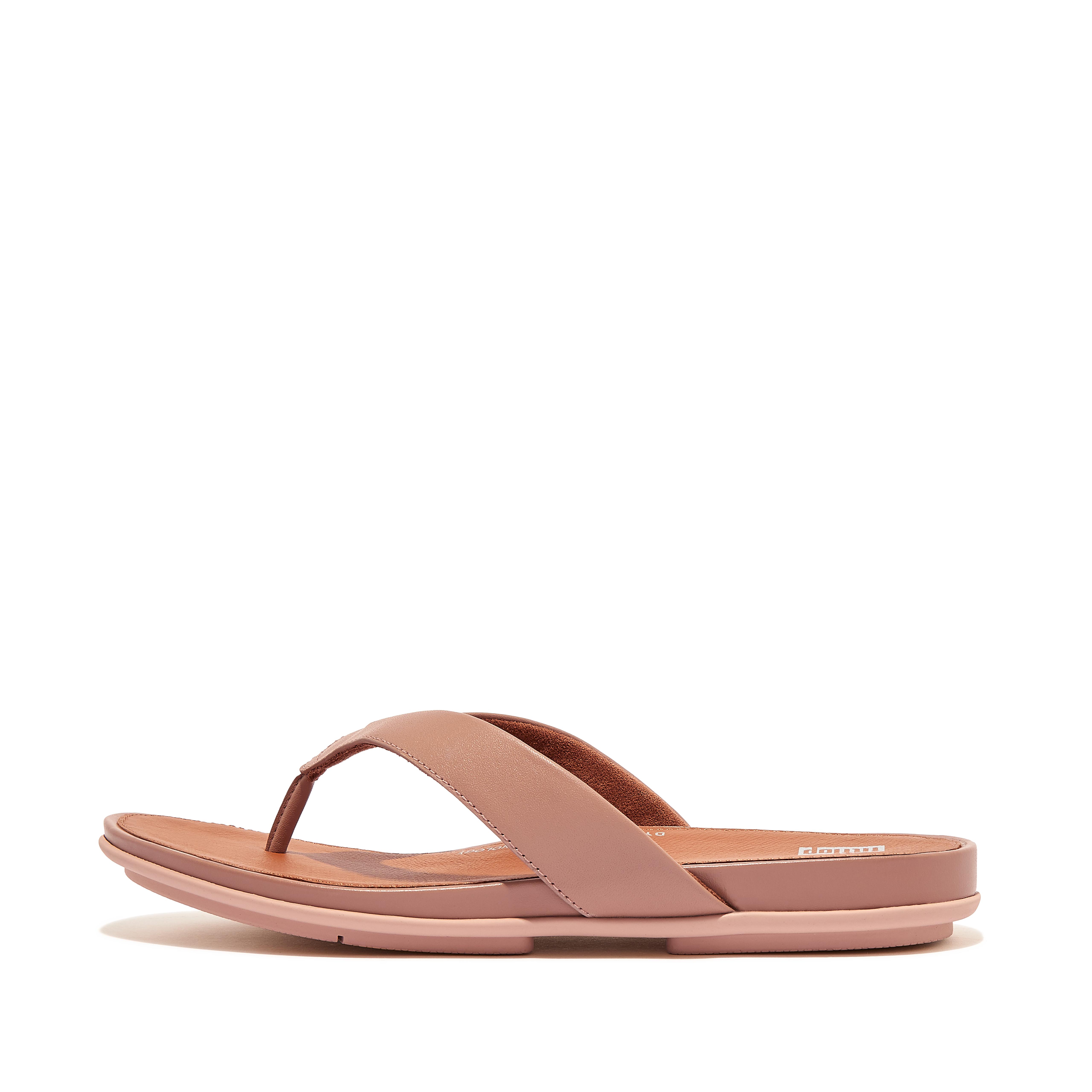 Fitflop Leather Flip-Flops,Soft Pink