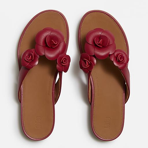 Women's Gracie Flower Leather Flip-Flops | FitFlop US
