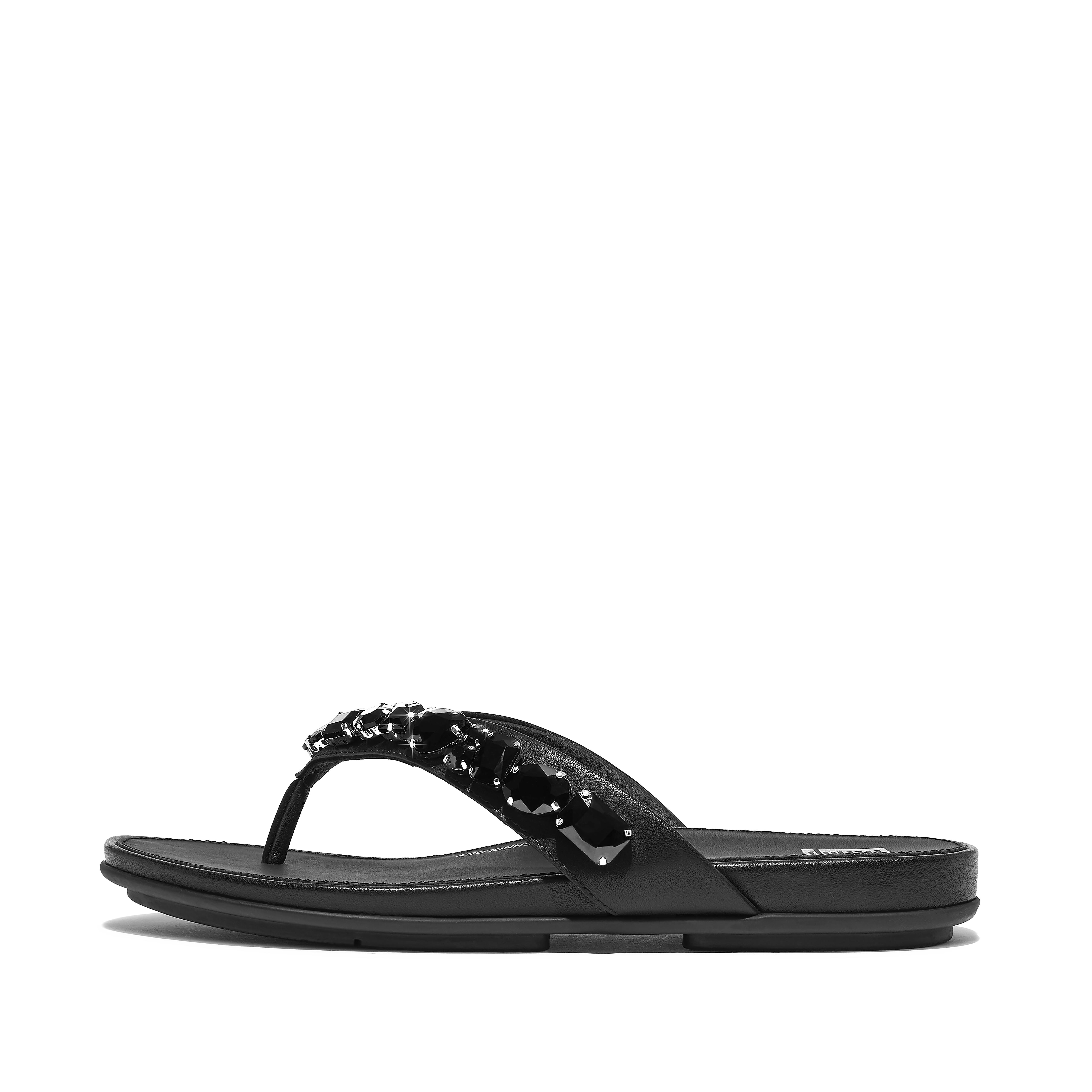 Women GRACIE Jewel-Deluxe Leather Flip-Flops, Outlet