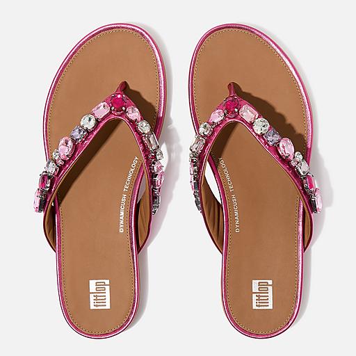 Women's Gracie Jewel-Deluxe Leather Flip-Flops | FitFlop US
