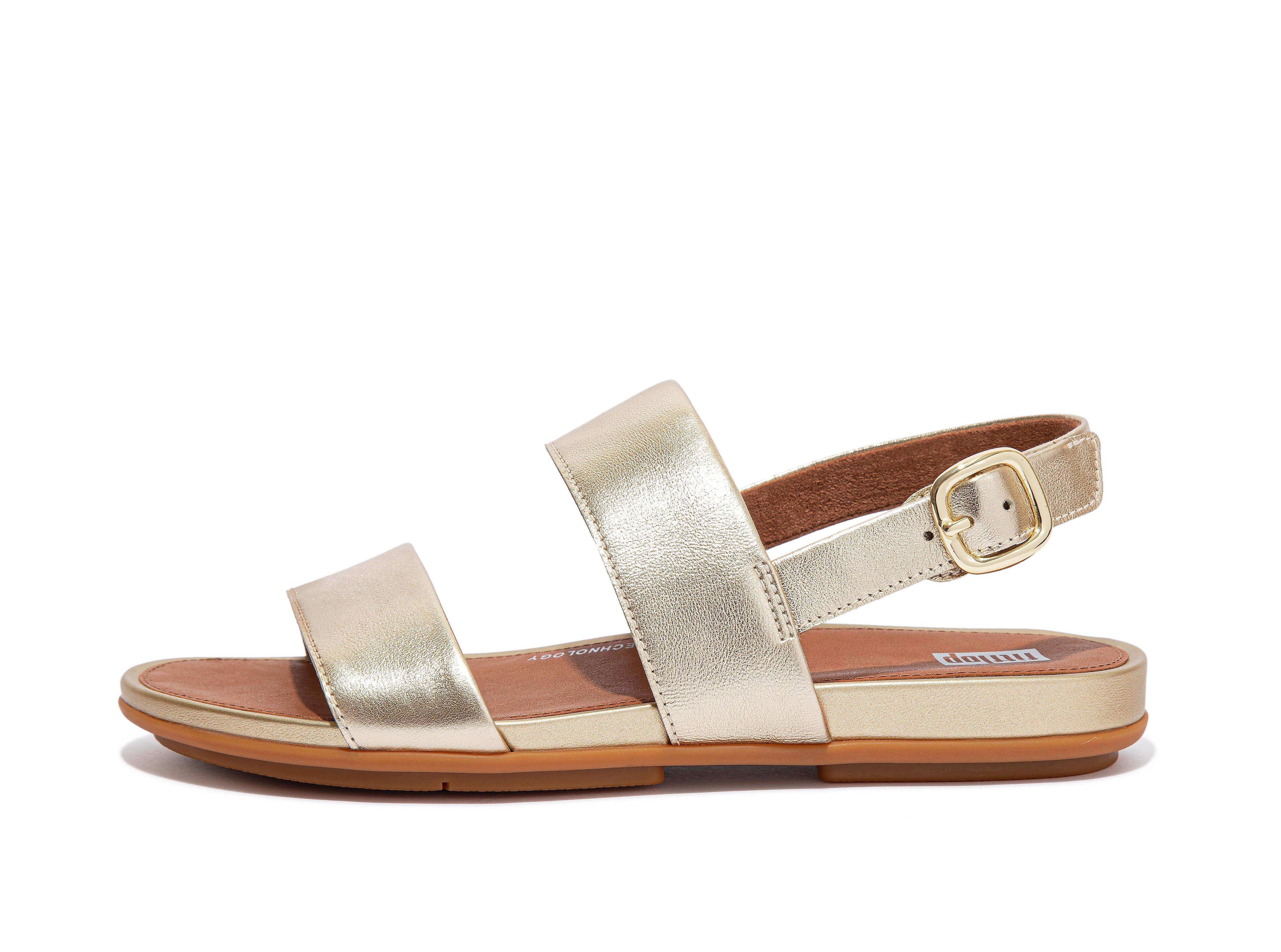 GRACIE Metallic Leather Back-Strap Sandals