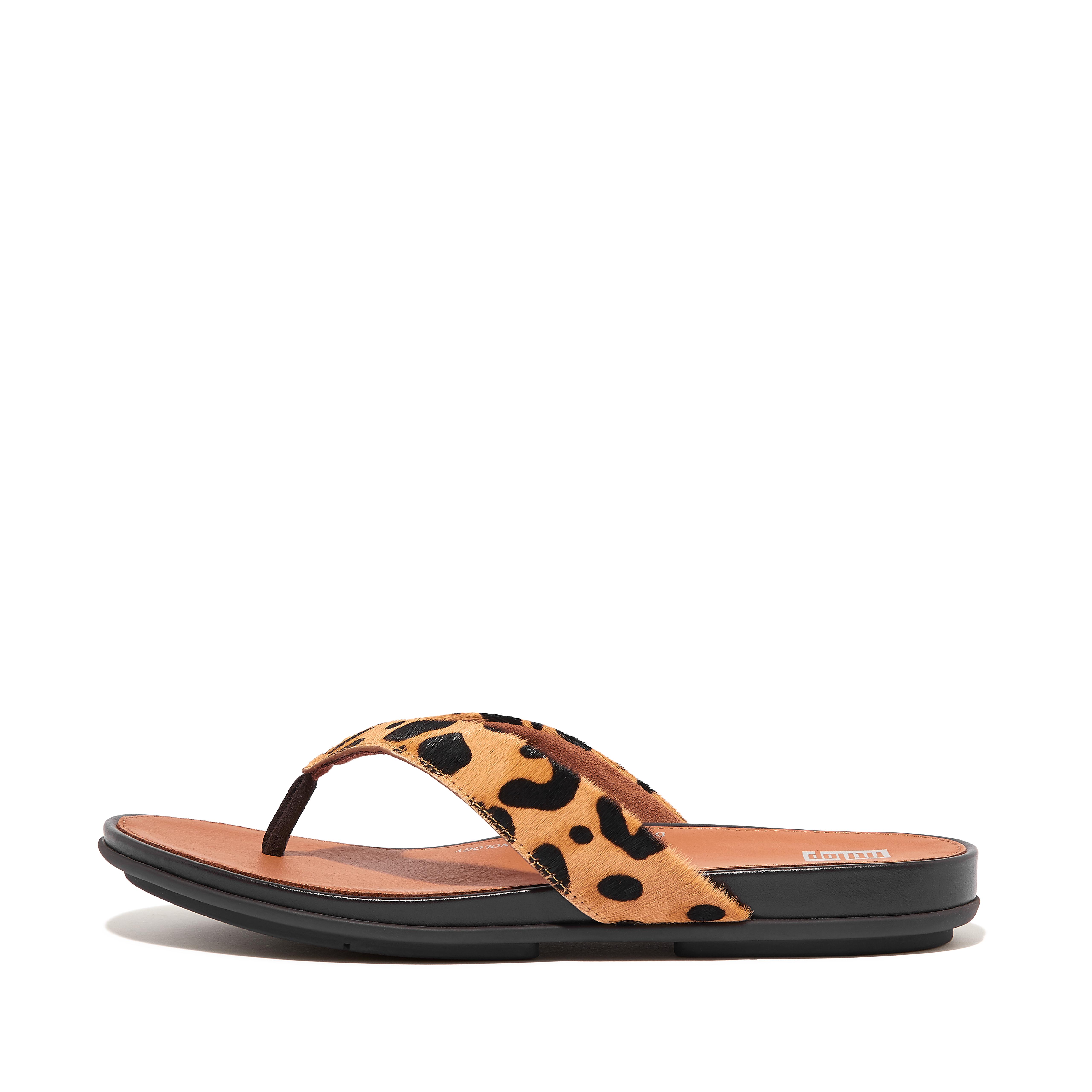 핏플랍 쪼리 FitFlop GRACIE Leopard-Print Leather Flip-Flops