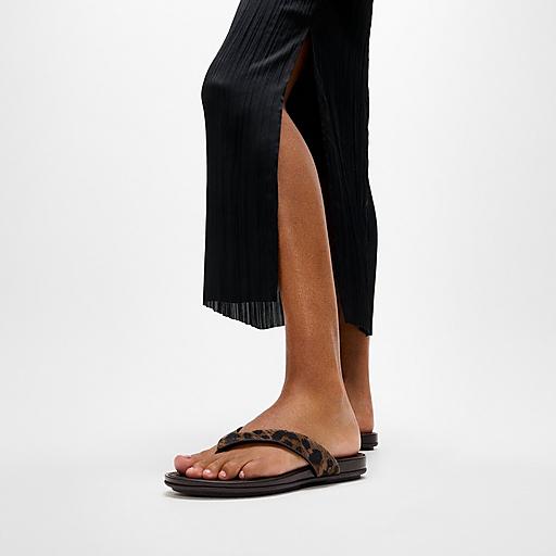 Women's Gracie Leopard Leather Flip-Flops | FitFlop US