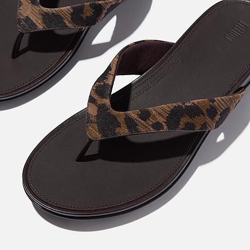 Women's Gracie Leopard Leather Flip-Flops | FitFlop US