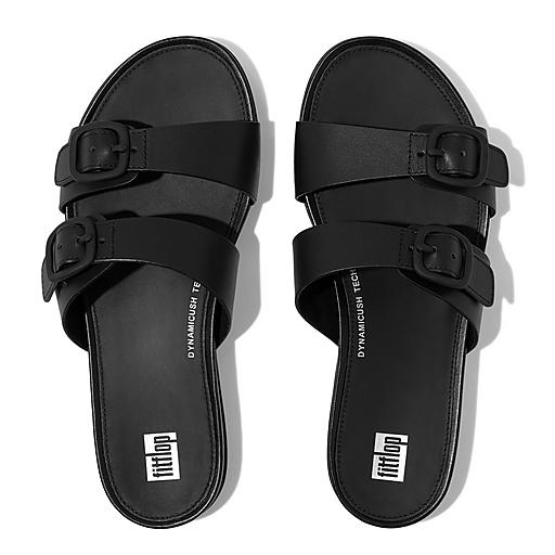 Fitflop buckle up leather hot sale slides