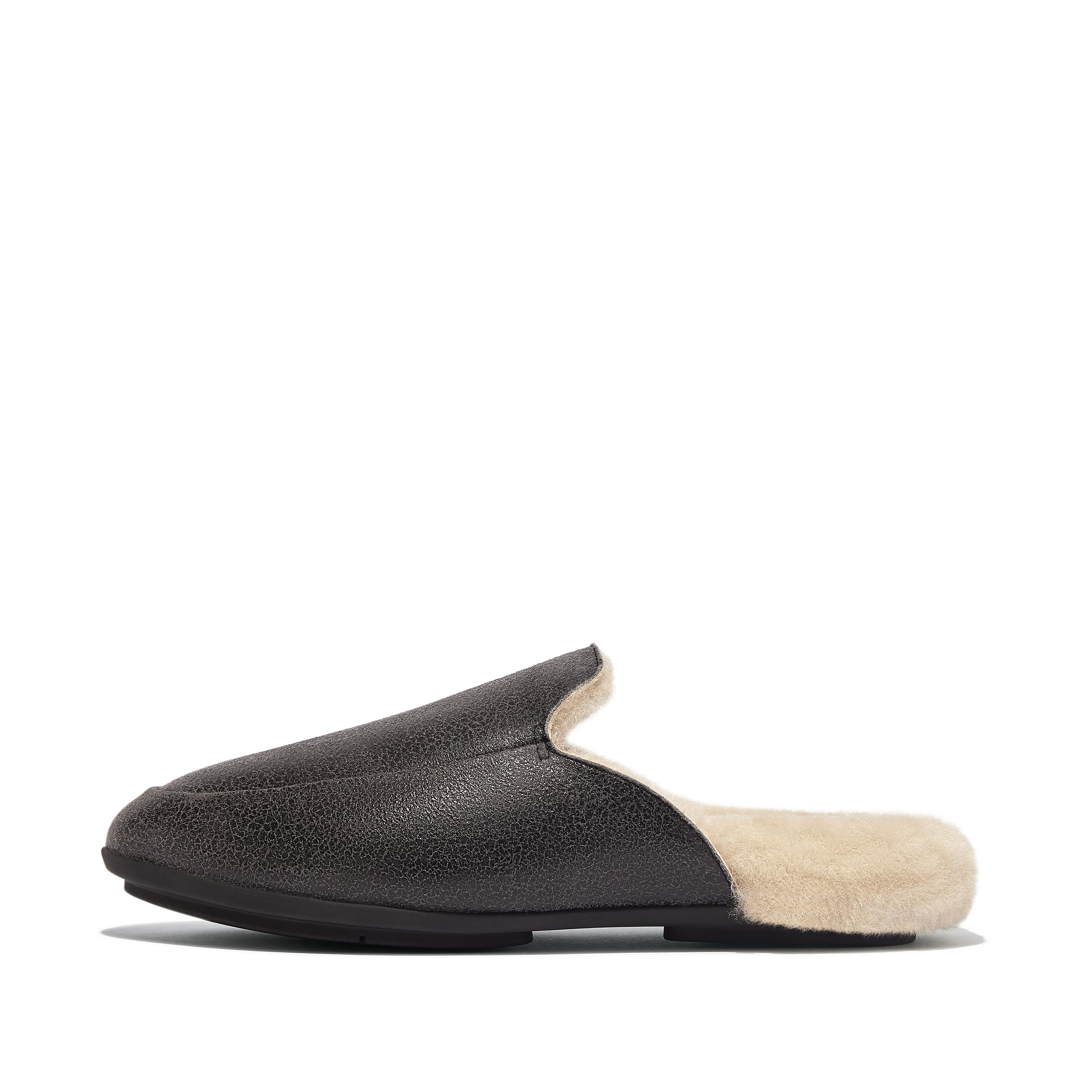 핏플랍 뮬 (털 안감 겨울용) Fitflop Double-Faced Shearling Leather Mules,Black