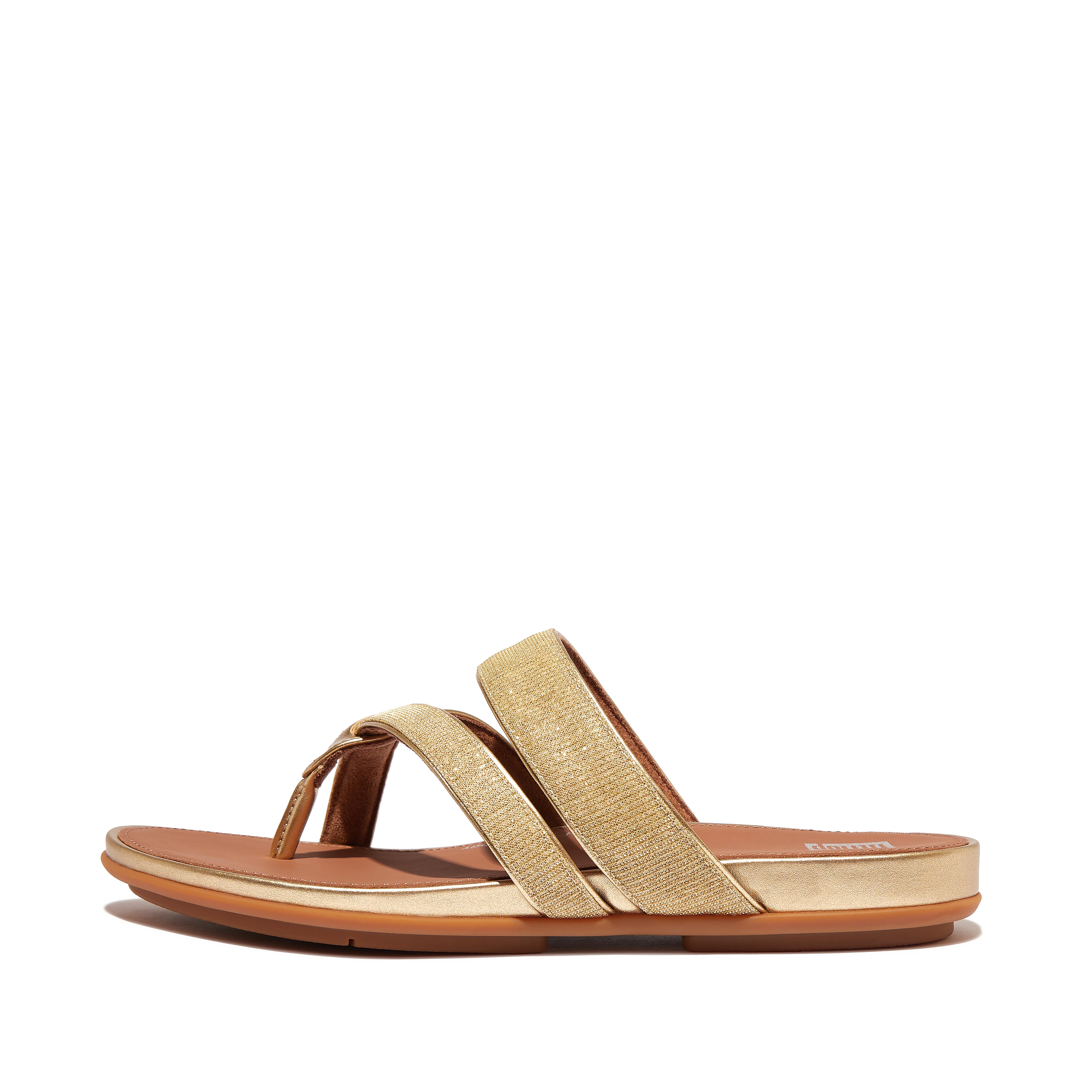 Fitflop Shimmerlux Strappy Toe-Post Sandals,Platino