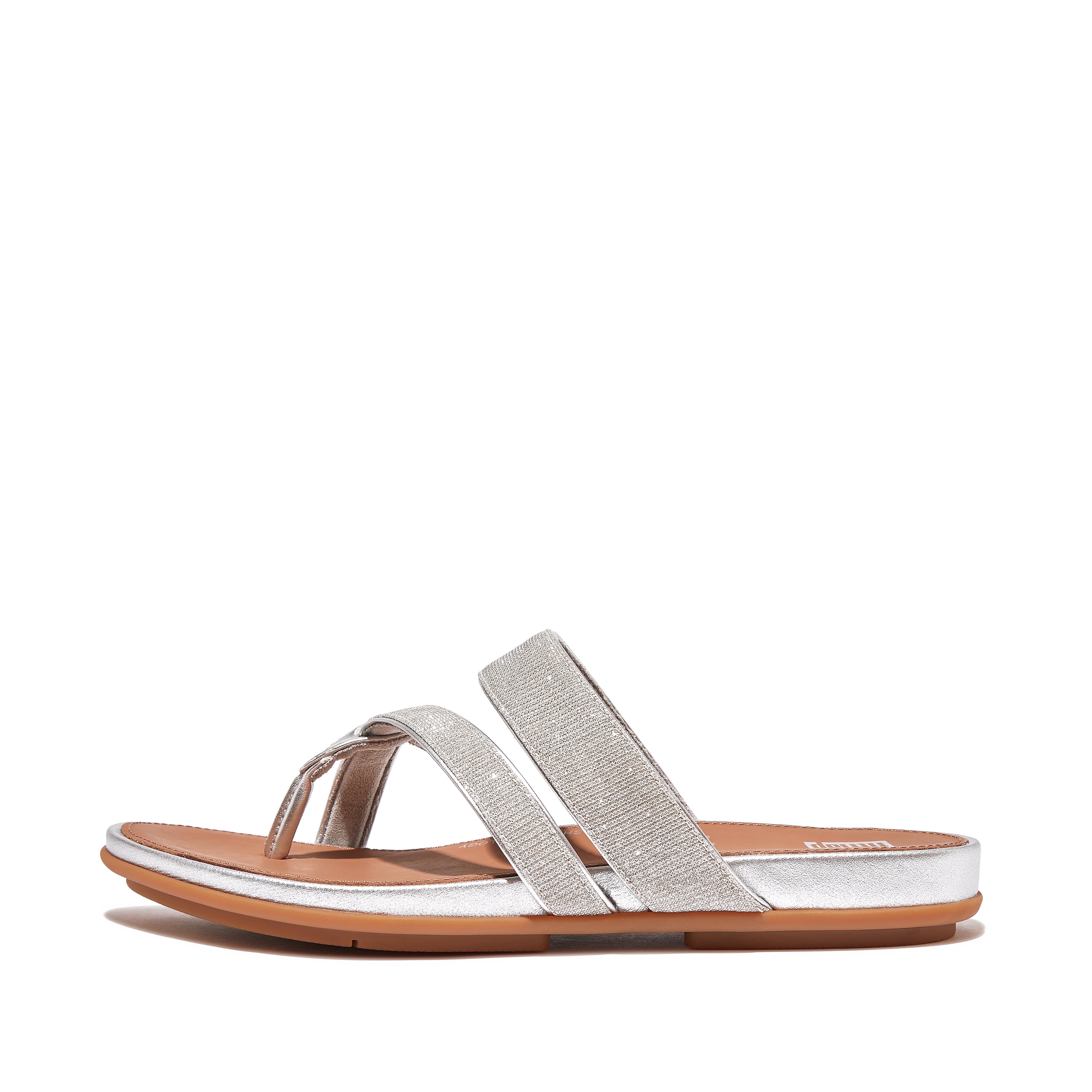 Fitflop Shimmerlux Strappy Toe-Post Sandals,Silver