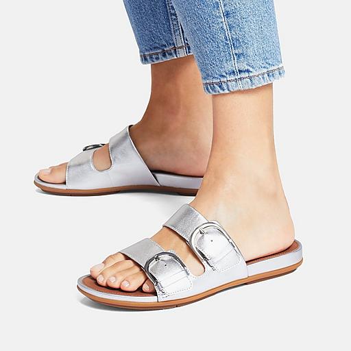 Fitflop buckle up hot sale leather slides