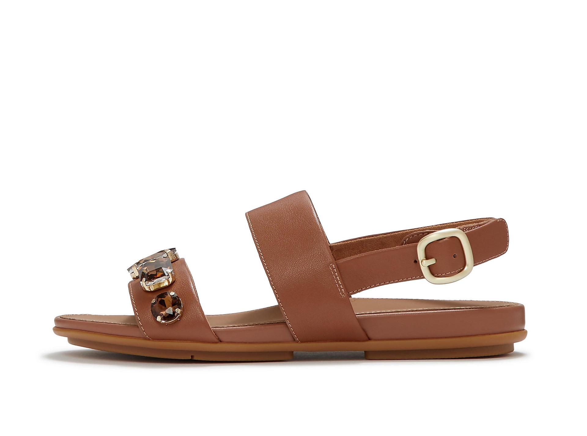 GRACIE Ultra-Jewel Leather Back-Strap Sandals