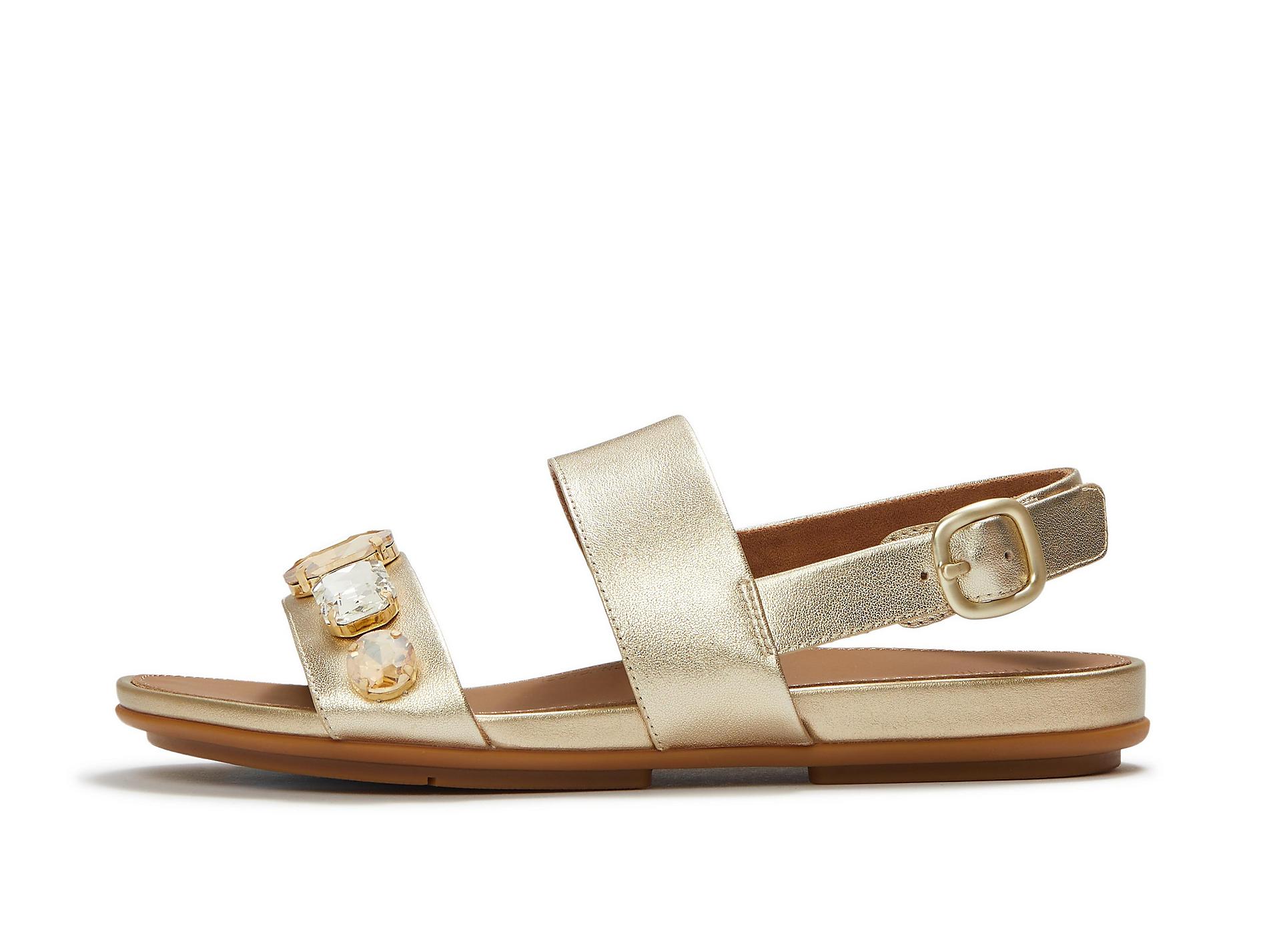 GRACIE Ultra-Jewel Metallic-Leather Back-Strap Sandals