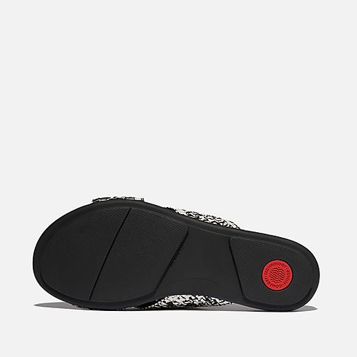 FitFlop Gracie Woven クロス スライド サンダル Women's Gracie Faux-Raffia-Polyester Slides | FitFlop US