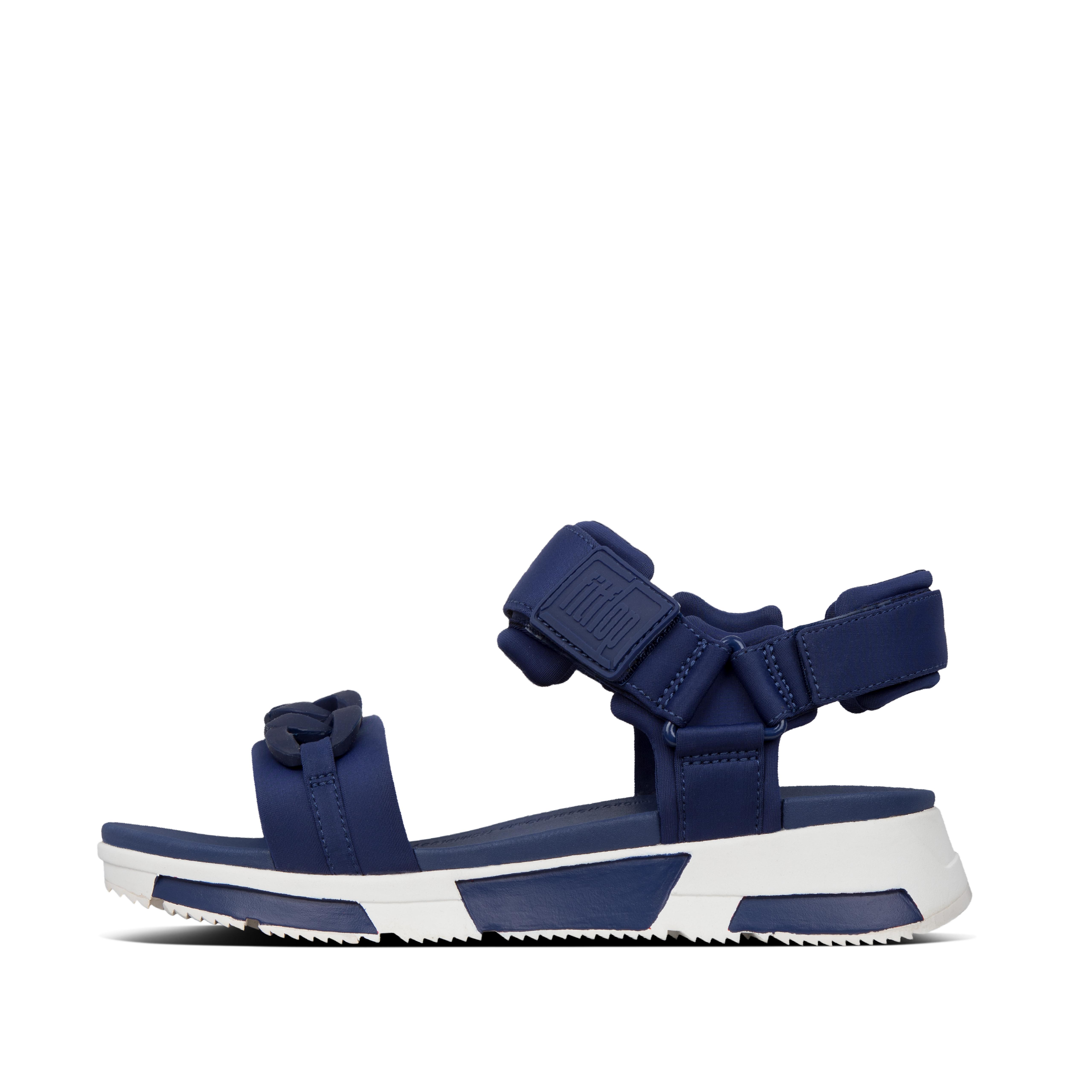 double strap sandals with backstrap platform