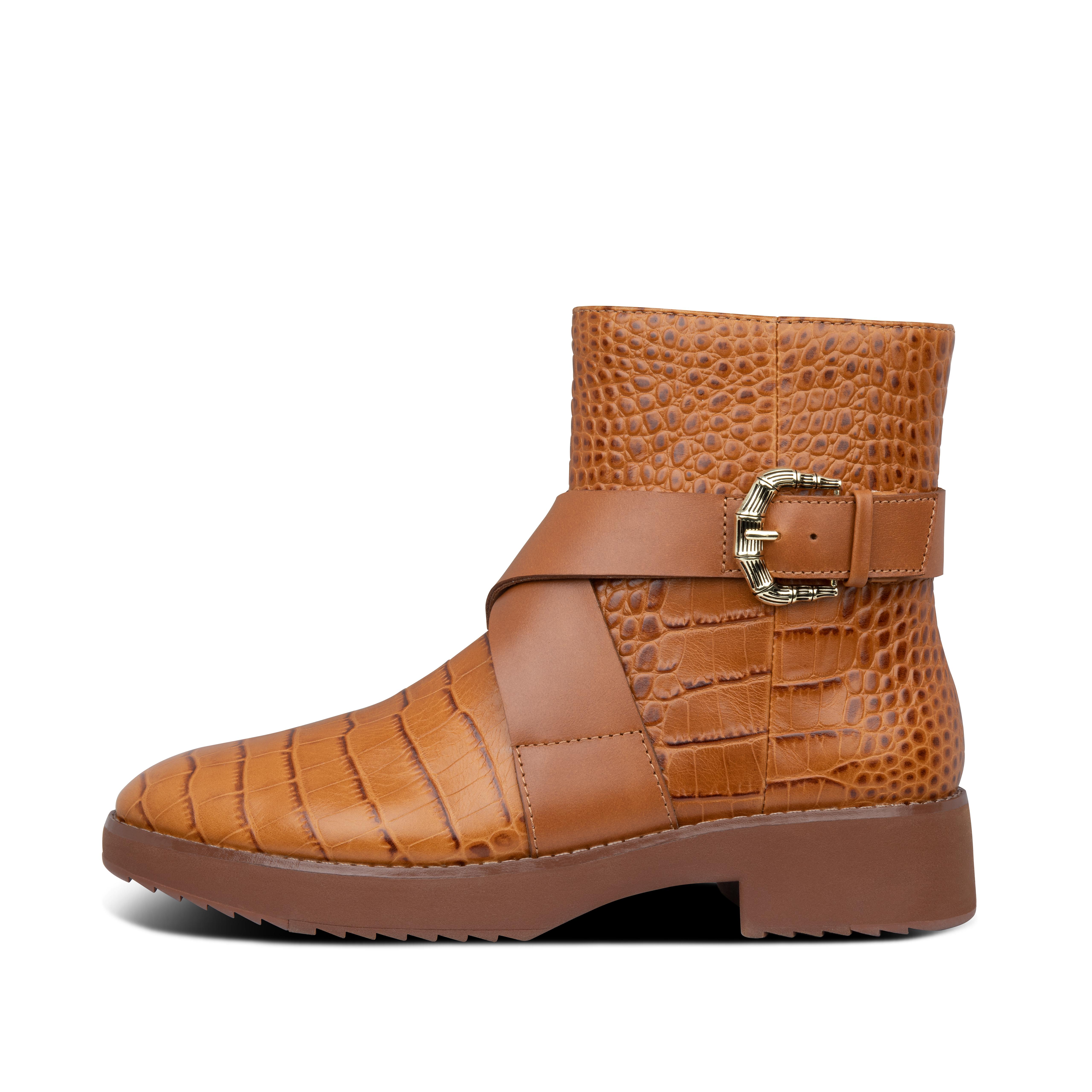 croc embossed leather boots