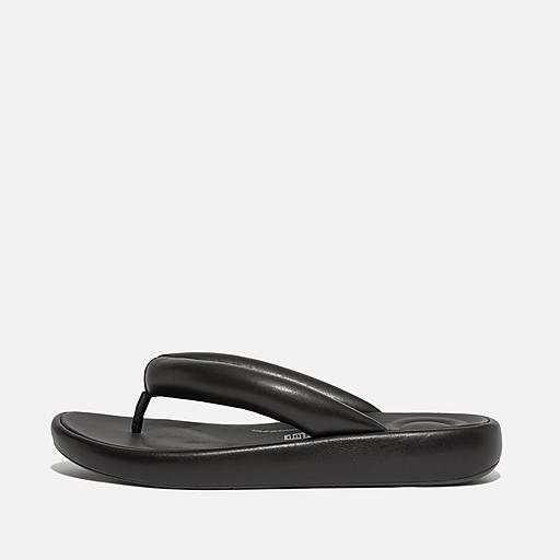 Fitflop Women s Iqushion D Luxe Padded Leather Flip Flops Black 5