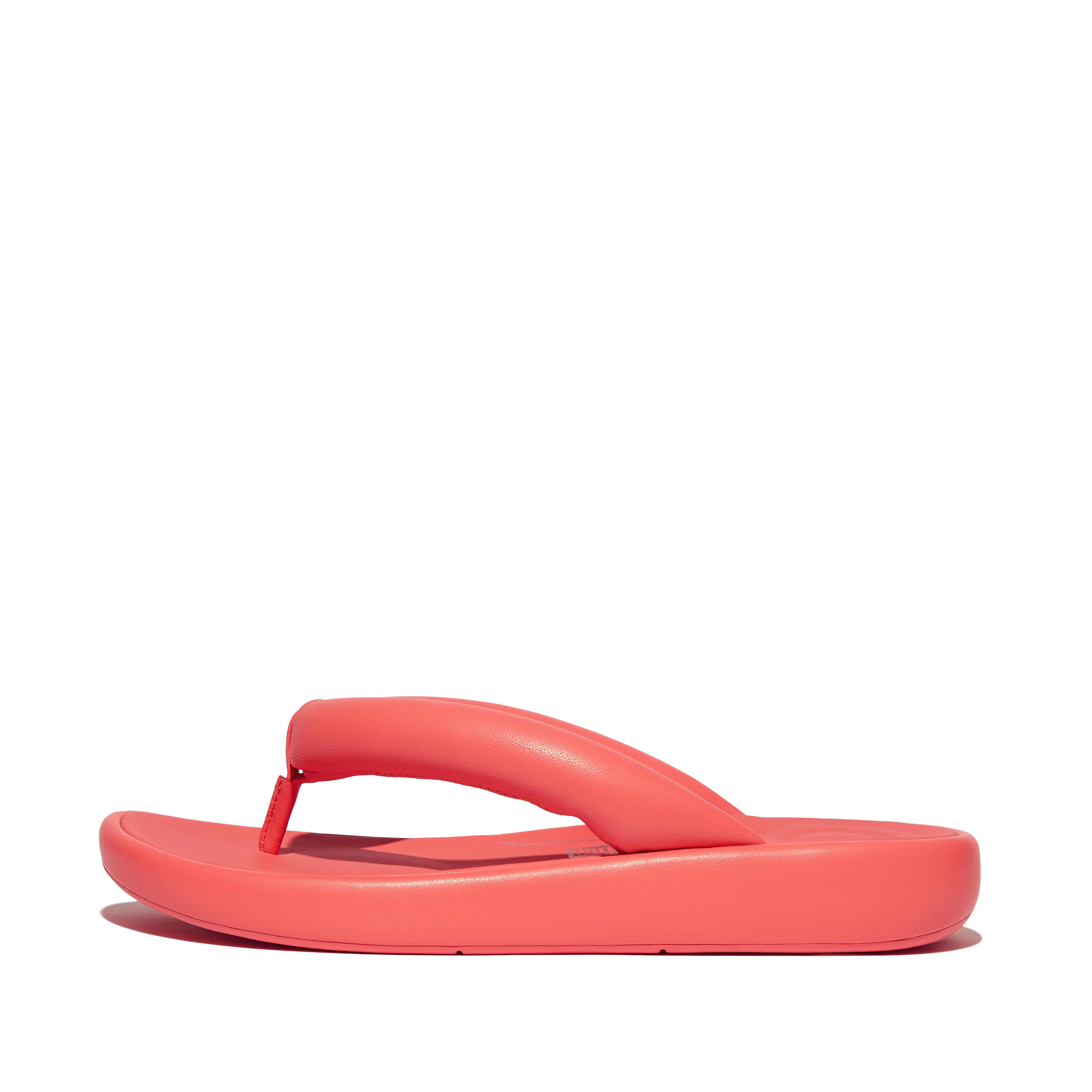 Women IQUSHION D-LUXE Padded Leather Flip-Flops, Outlet