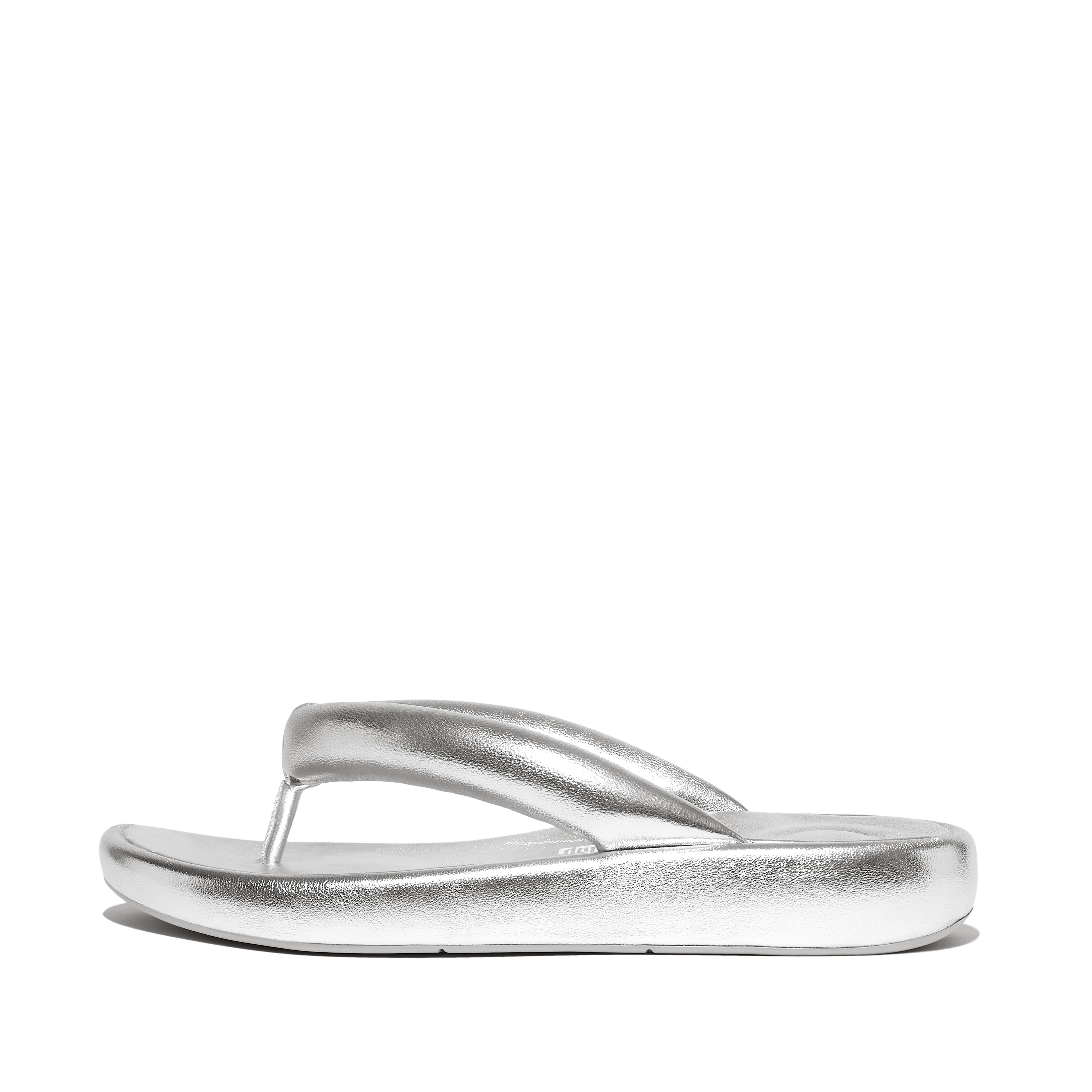 Women IQUSHION D-LUXE Padded Metallic-Leather Flip-Flops, Outlet