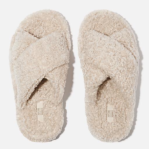 Women's Iqushion Padded Faux-Shearling Slides | FitFlop US Women's Iqushion Padded Faux-Shearling Slides | FitFlop US