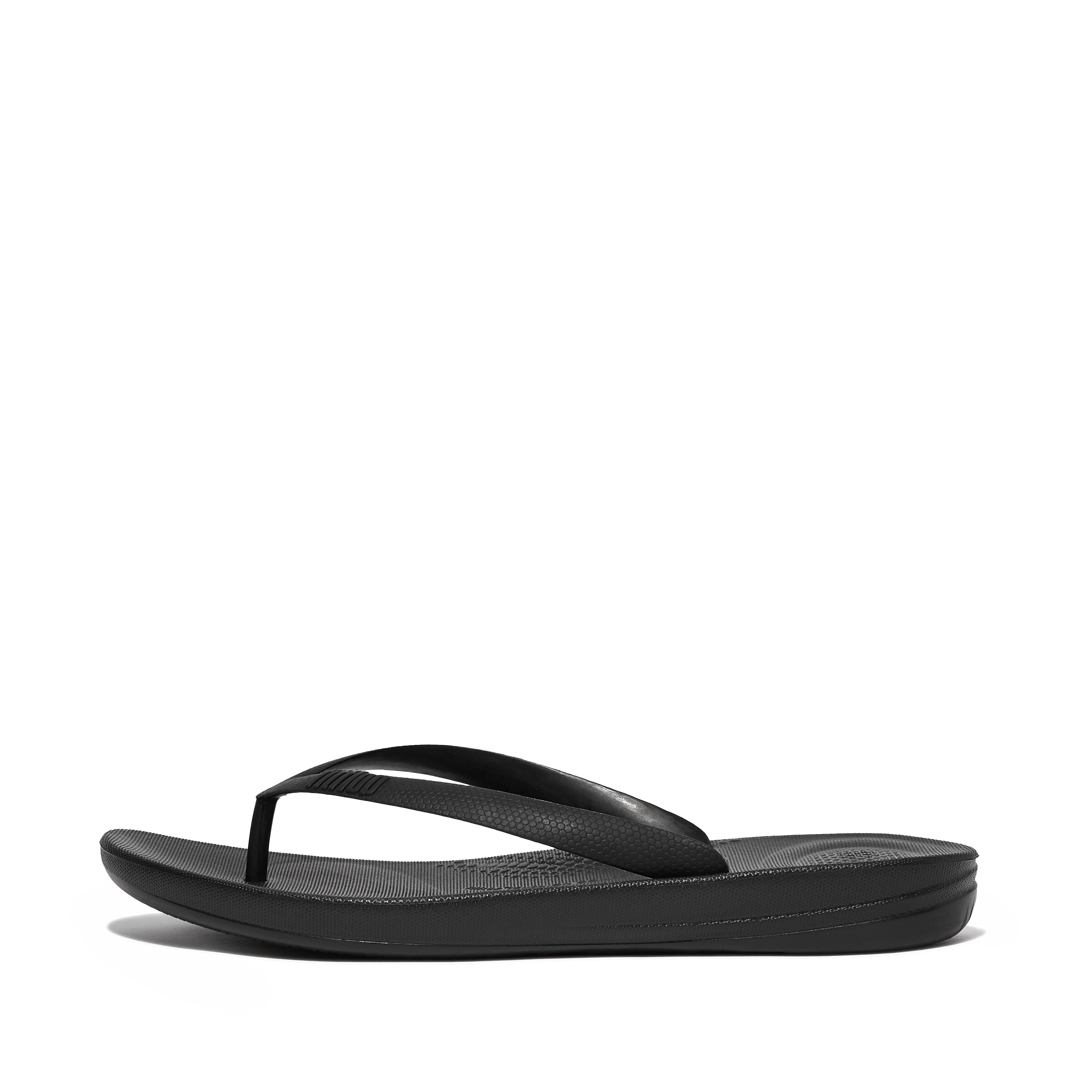 black rubber flip flops