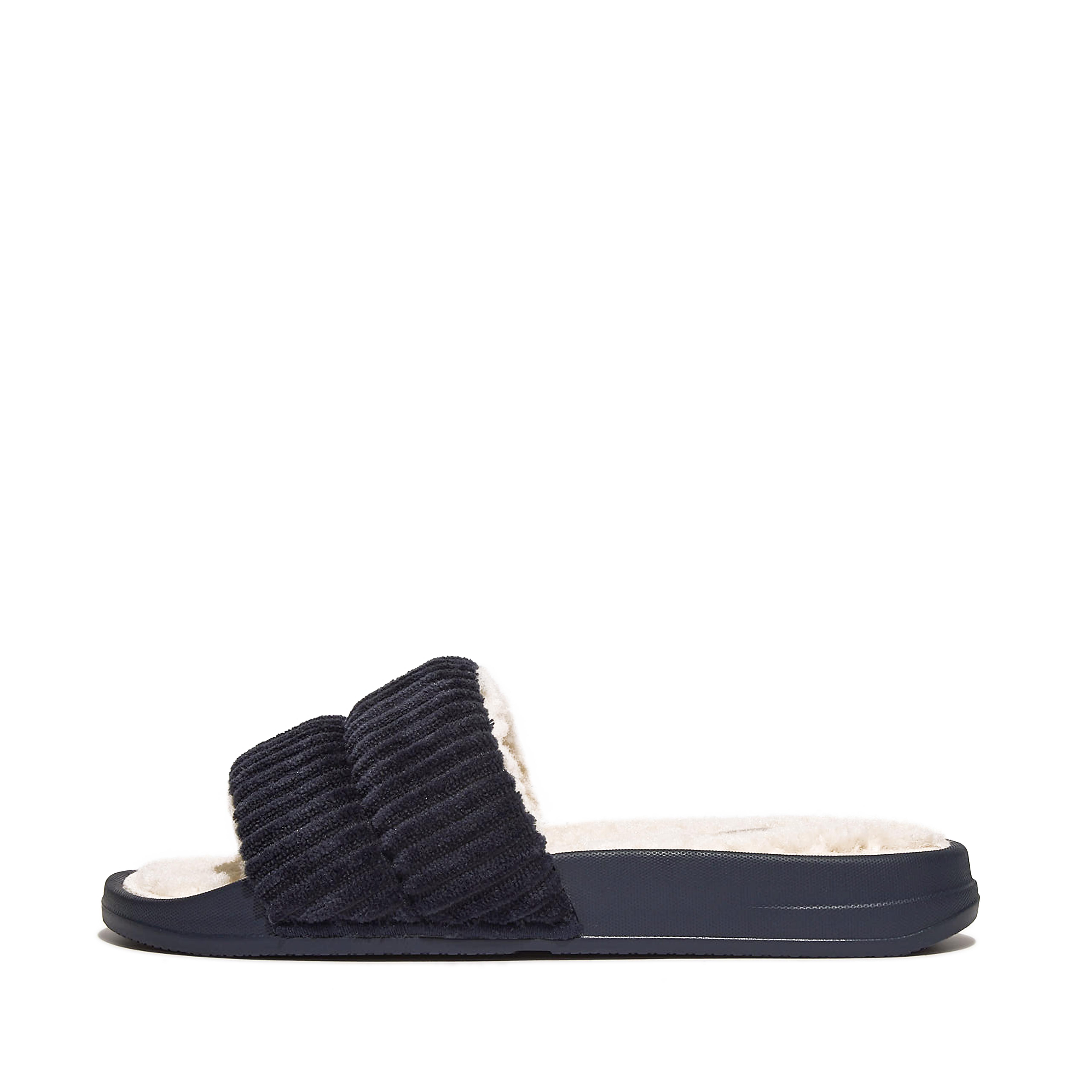 Women's Iqushion Corduroy-Polyester Slides | FitFlop US