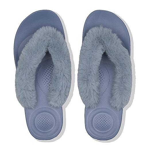 Women s Iqushion Faux Fur Flip Flops FitFlop US