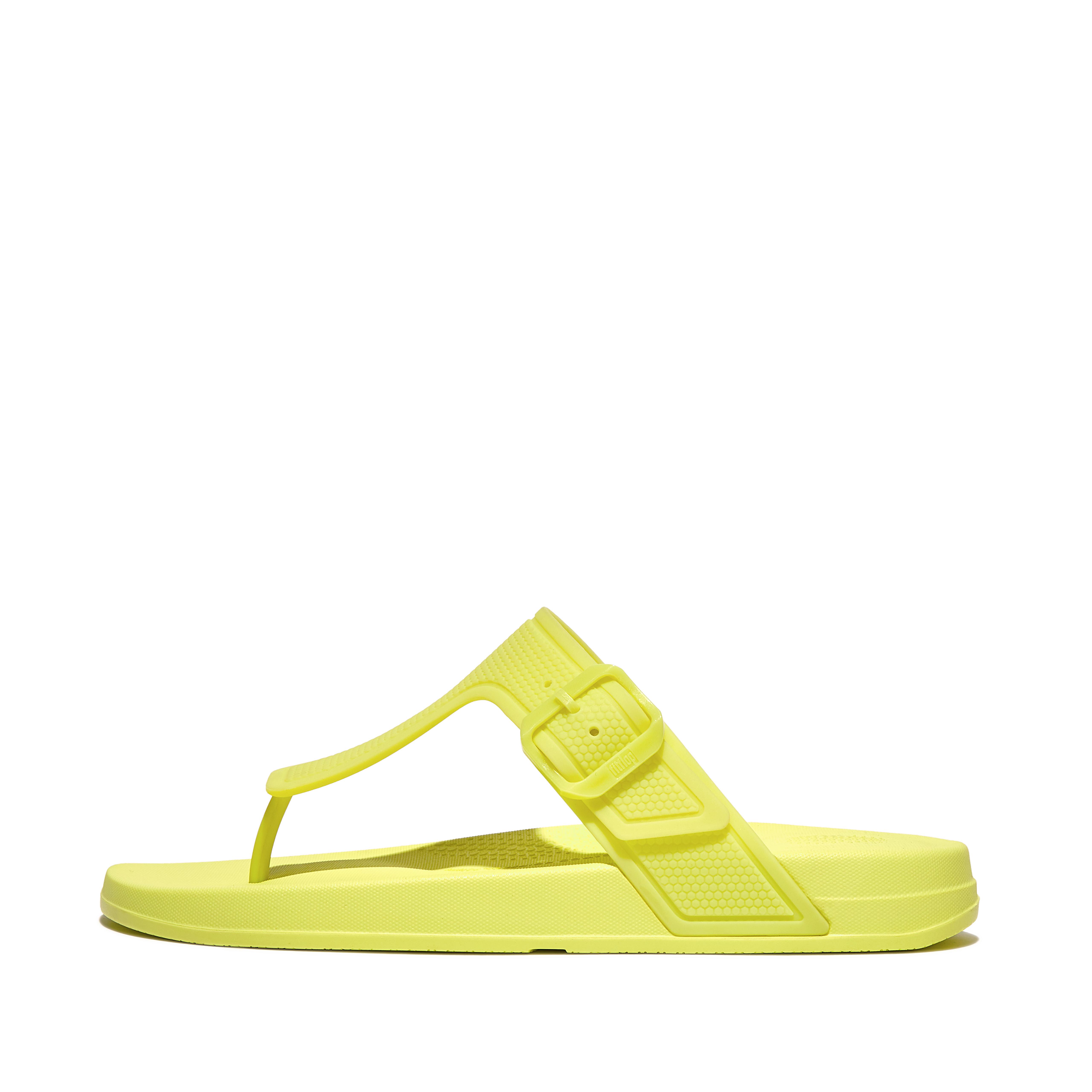 핏플랍 Fitflop Glow-In-The-Dark Adjustable Buckle Flip-Flops,Lime Juice