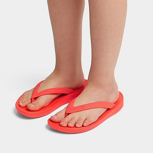 Fitflop iQUSHION KIDS Junior Ergonomic Flip Flops Neon Orange Size CA 3 Rubber