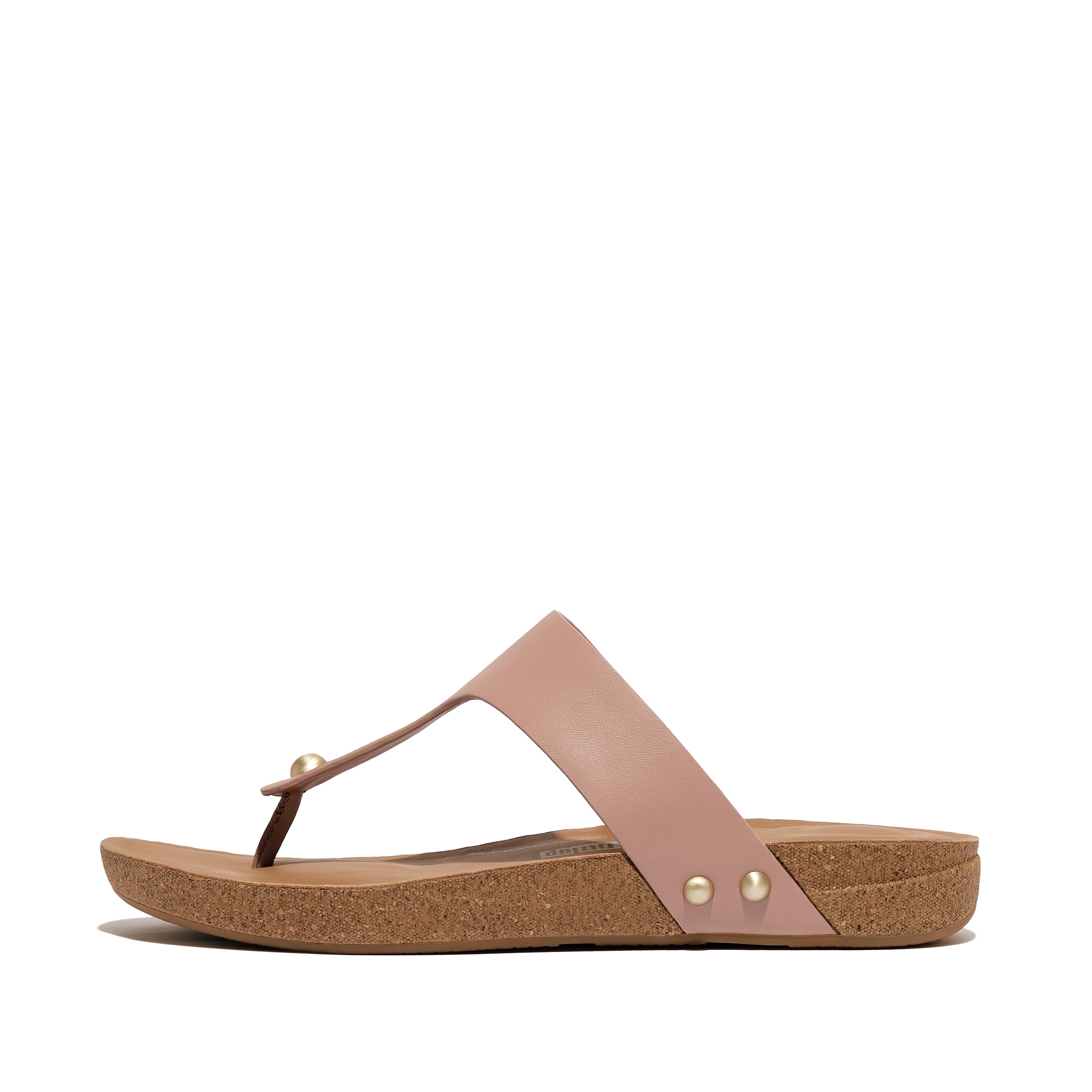 Fitflop Leather Toe-Post Sandals,Beige Buff