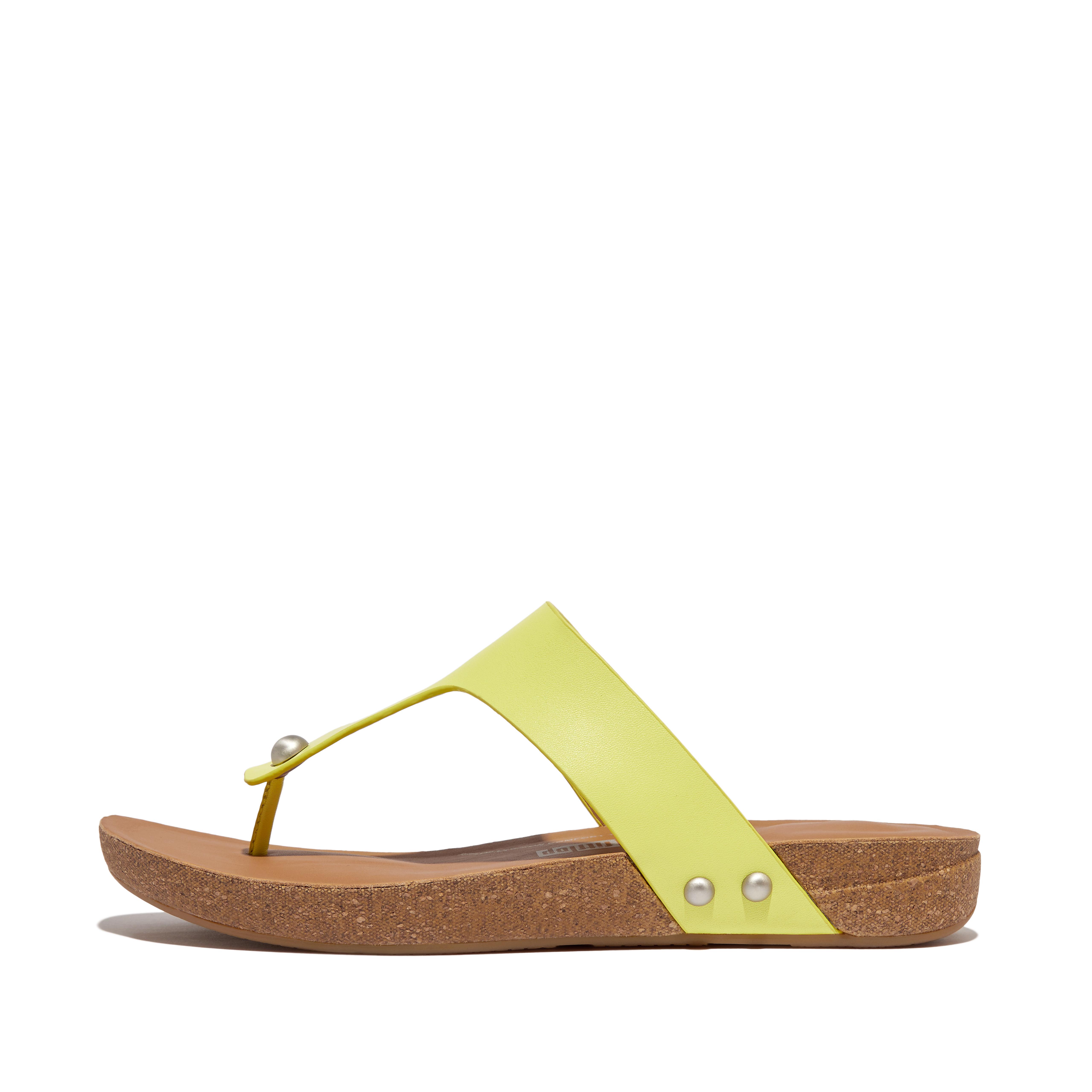 Fitflop Leather Toe-Post Sandals,Lime Juice
