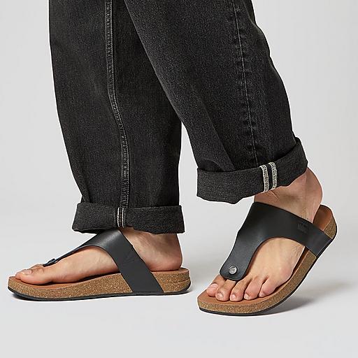 Men s Iqushion Leather Flip Flops FitFlop US