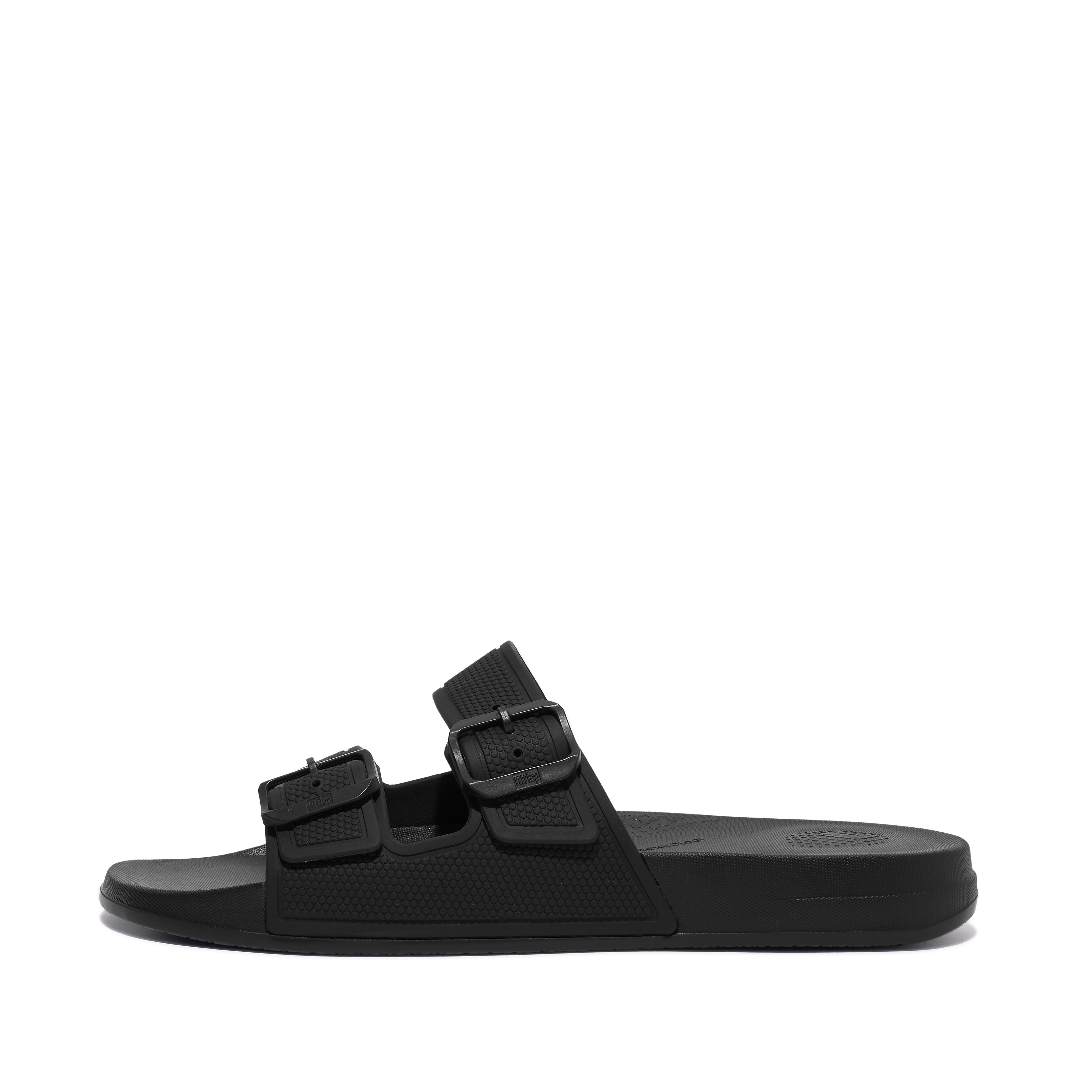 핏플랍 Fitflop Two-Bar Buckle Slides,Black