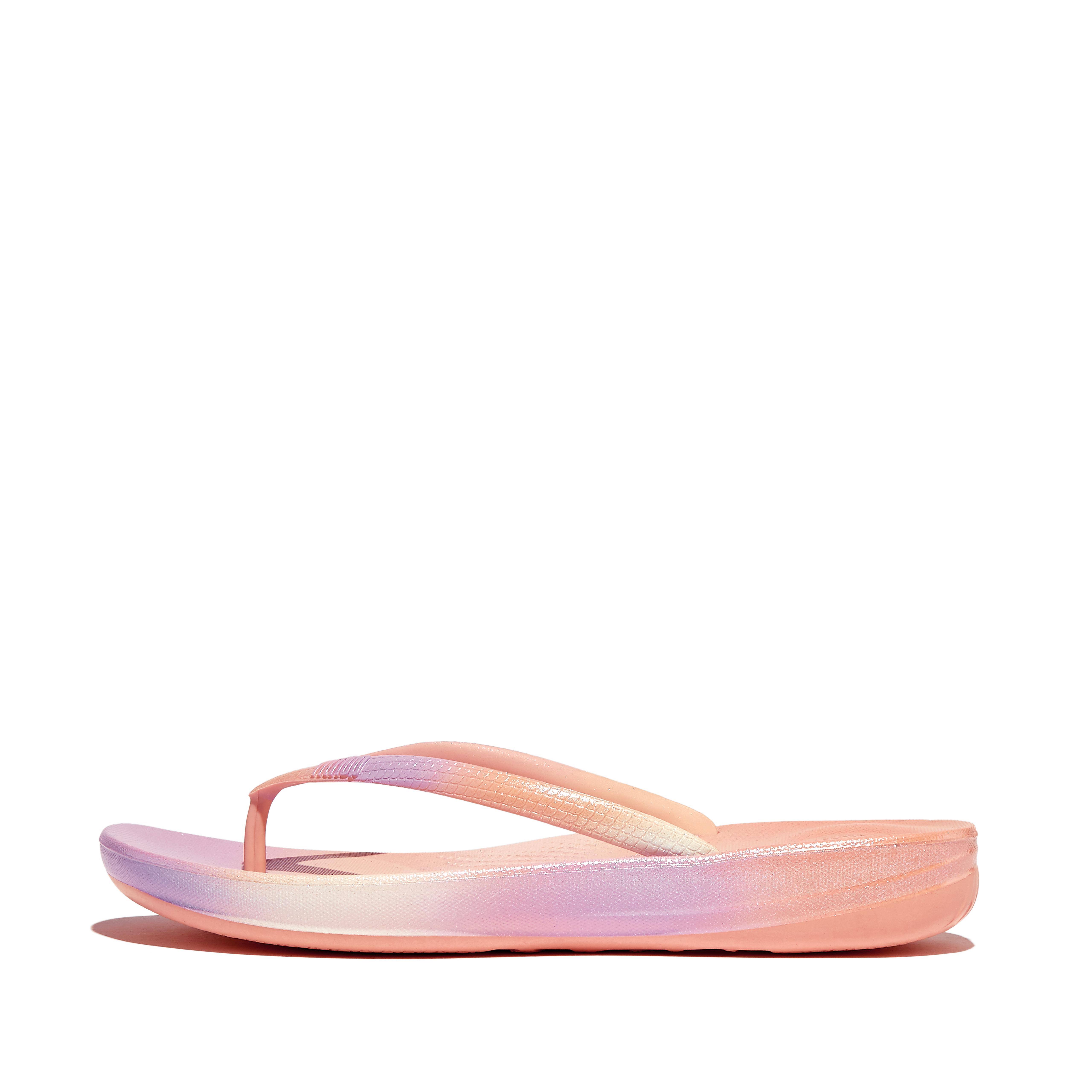 Women IQUSHION Iridescent Ergonomic Flip-Flops Snake-Embossed Rubber (TPU), Outlet