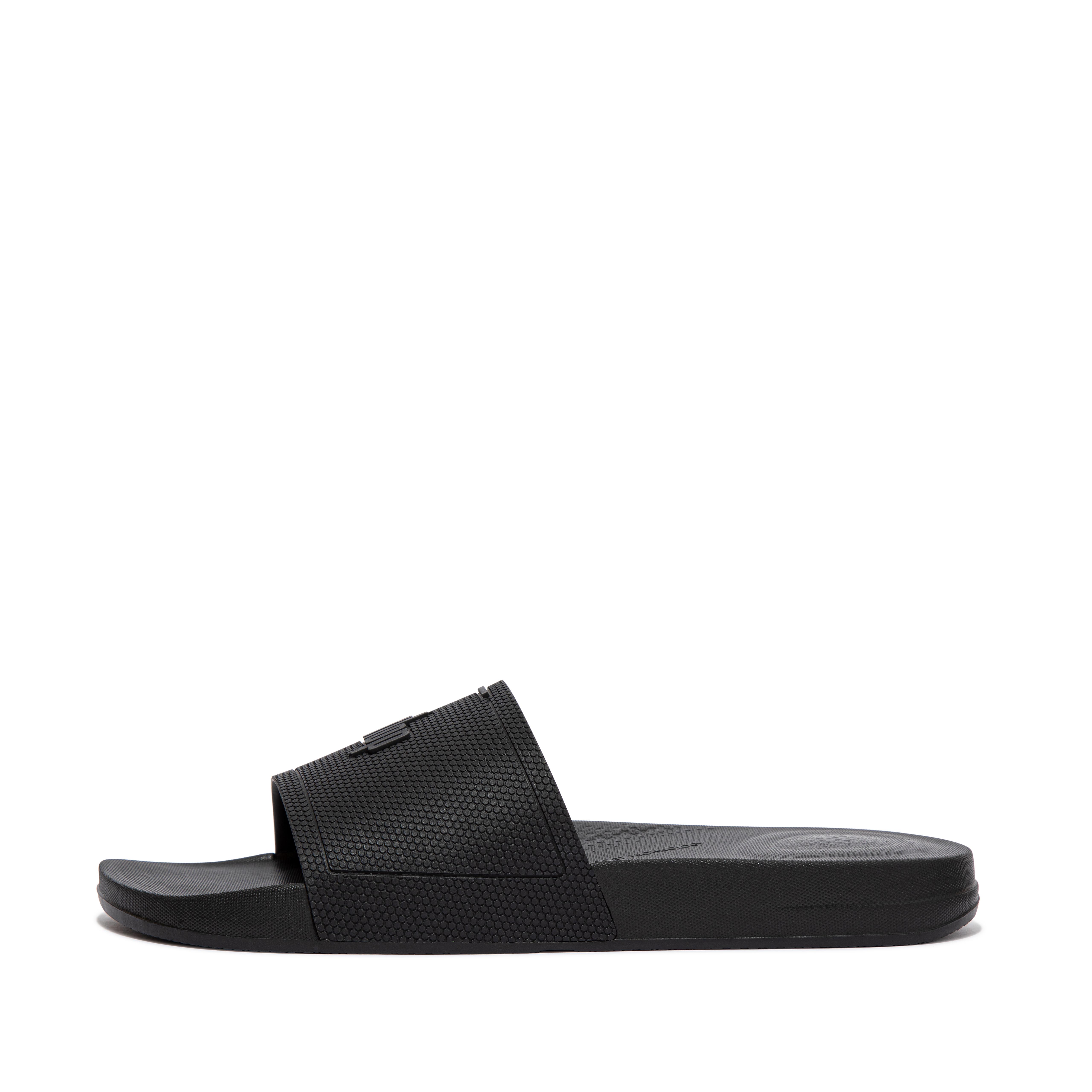 핏플랍 슬리퍼 FitFlop iQUSHION Mens Pool Sliders,All Black