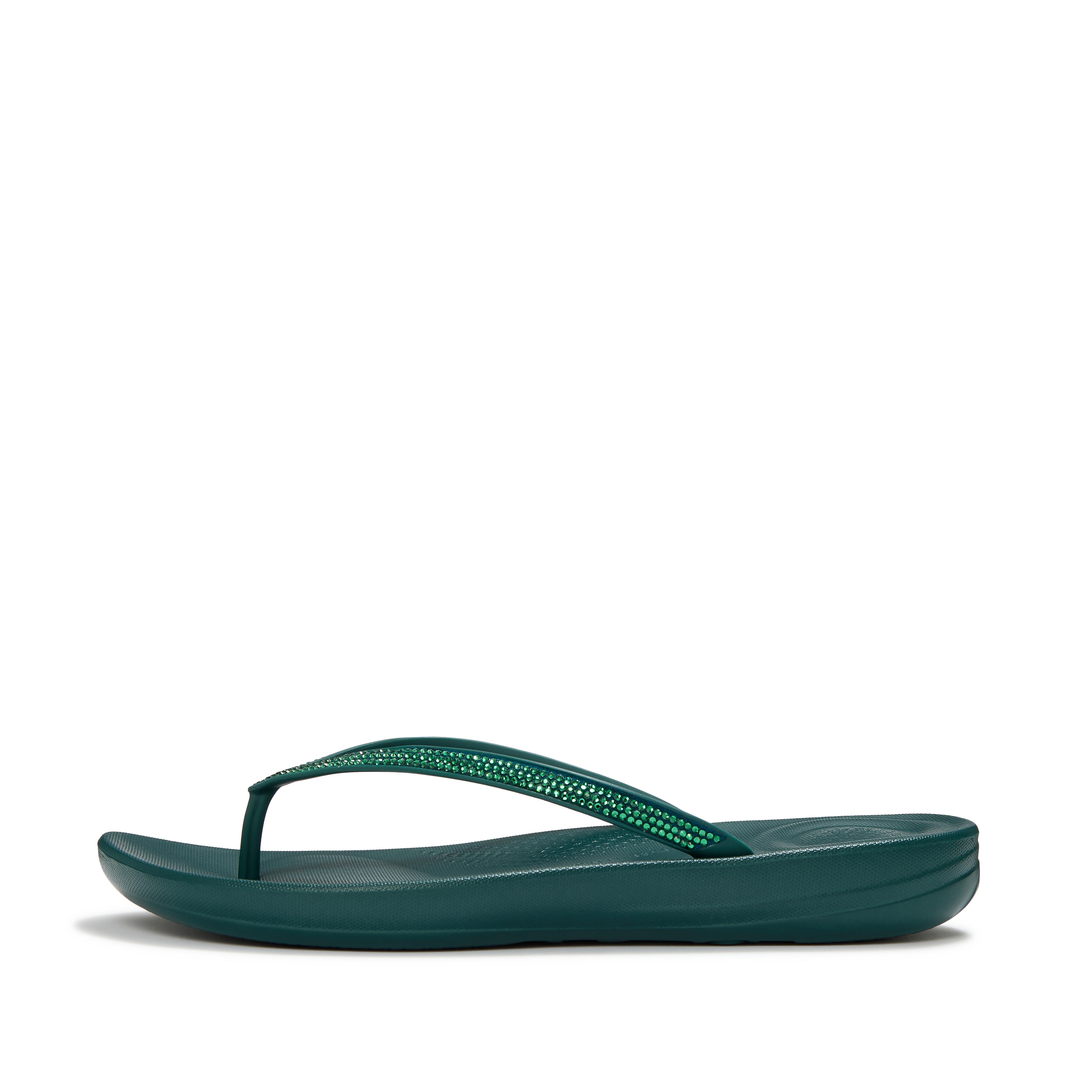 Fit Flop  Iqushion Ergonomic Flip-Flops Deep Green  in Women's size 6.5