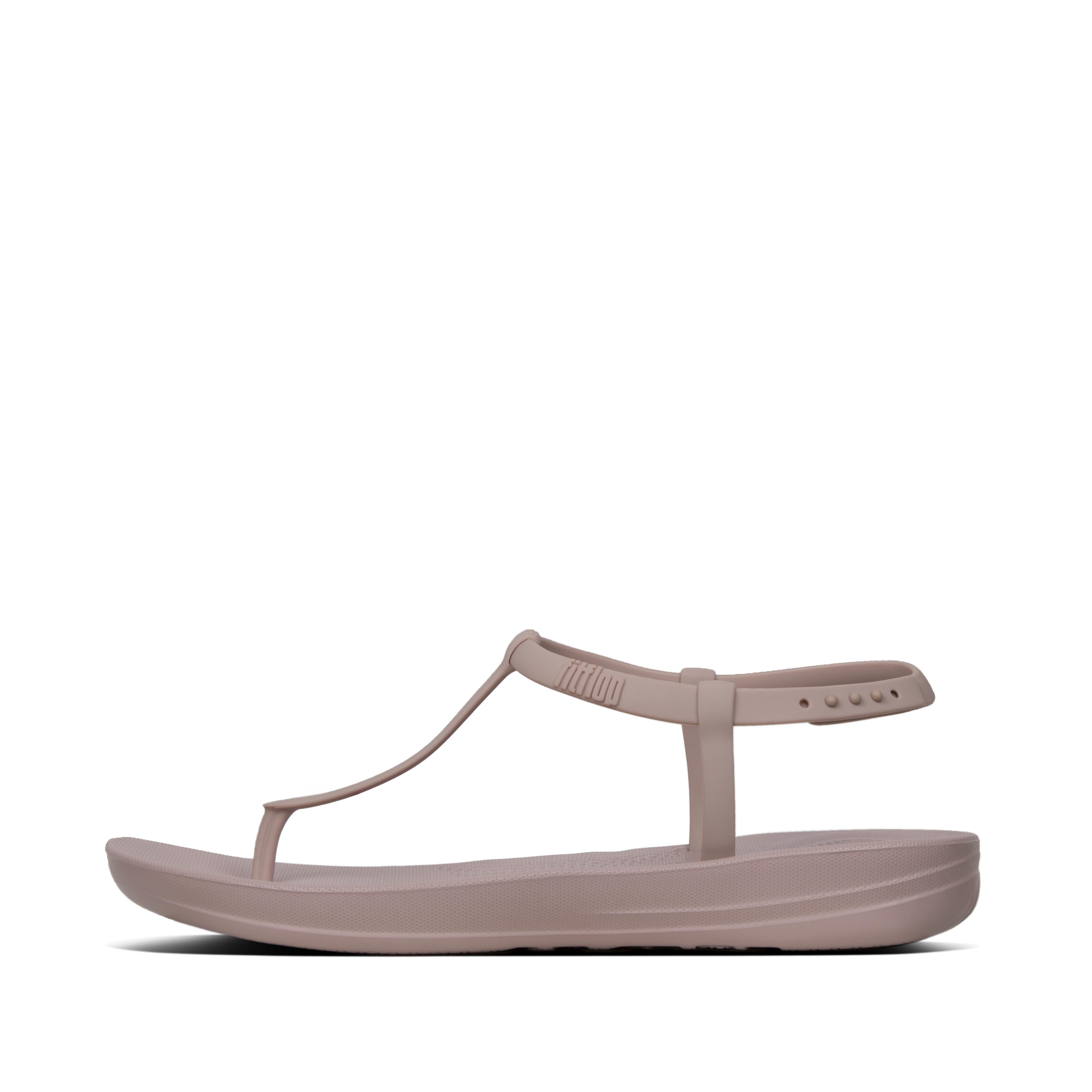 rubber t strap sandals