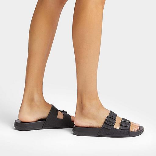Fit Flop iQushion Adjustable Buckle  Black + Beige - Fancy That & The  Roundstone