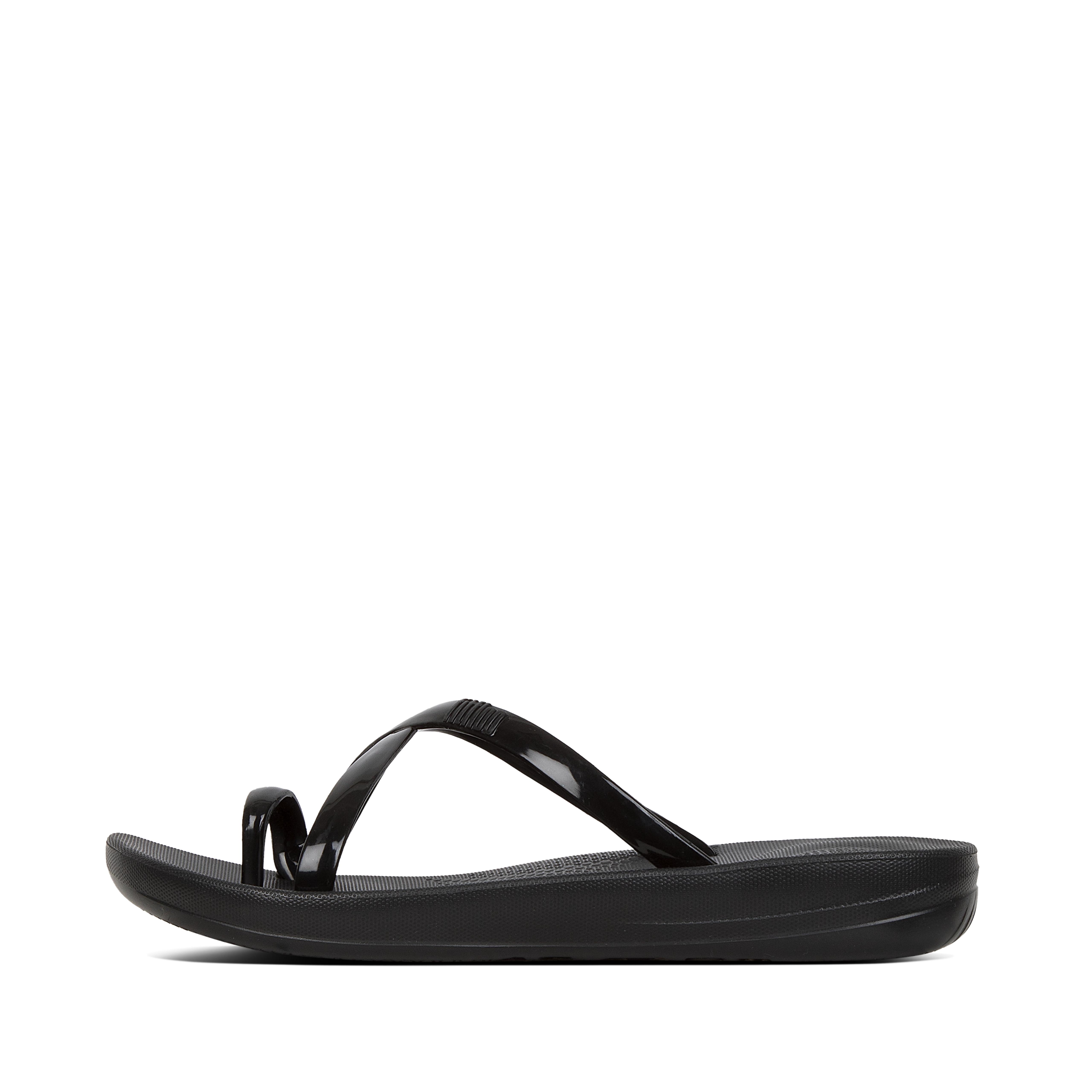 black rubber flip flops