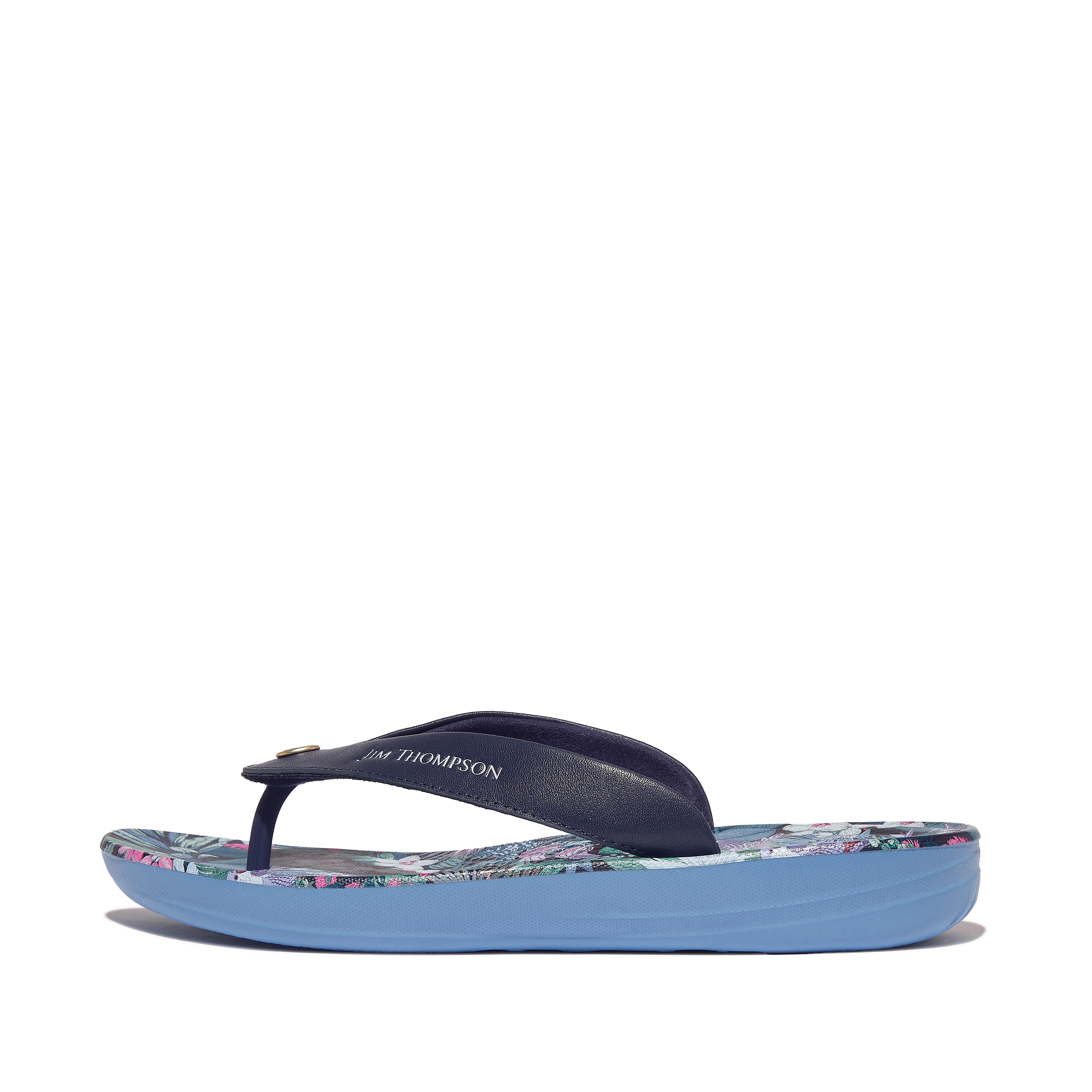Fitflop X Jim Thompson Limited-Edition Leather Flip-Flops,heritage blue