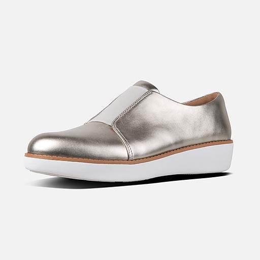 LACELESS Metallic Leather Derby Shoes