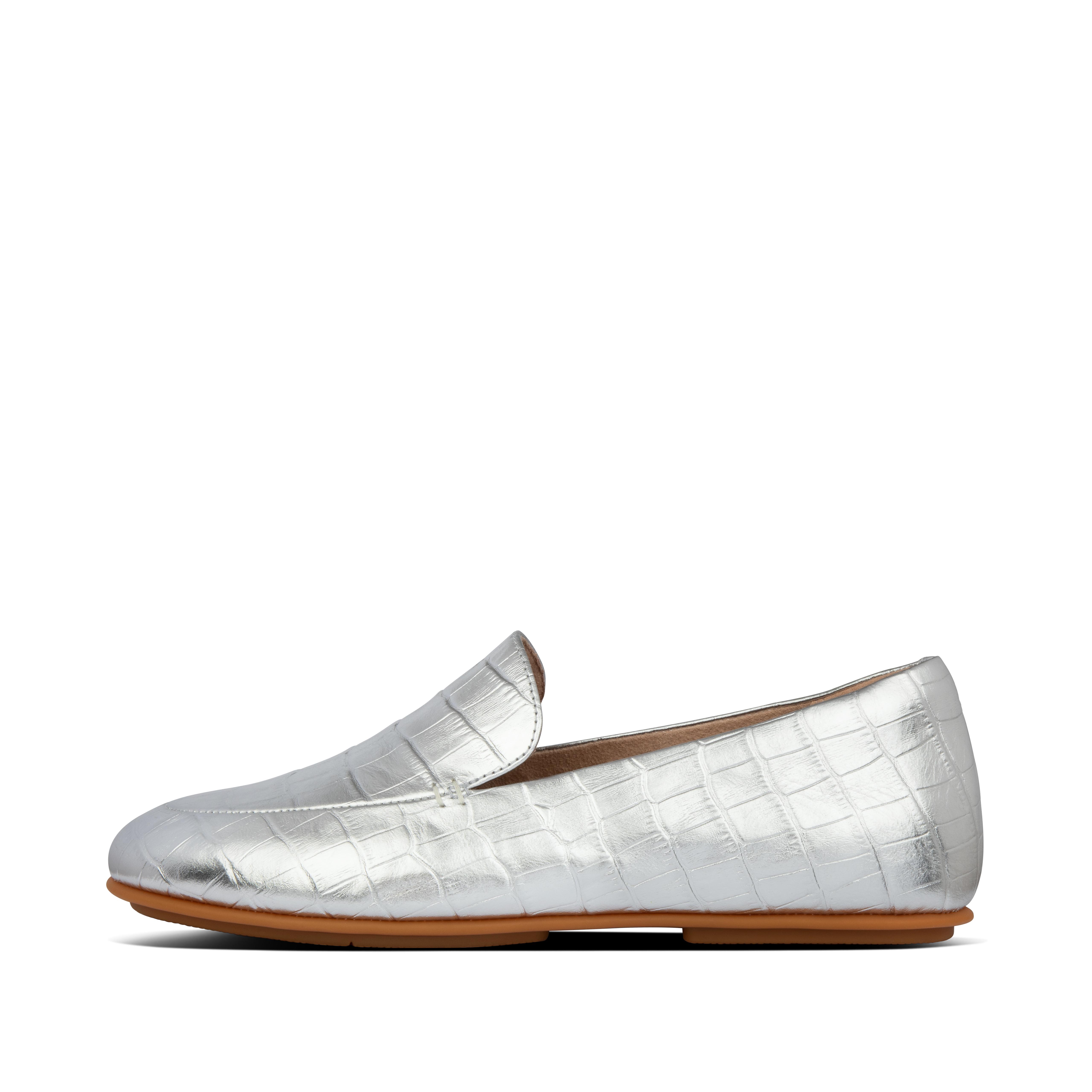 croc embossed loafers