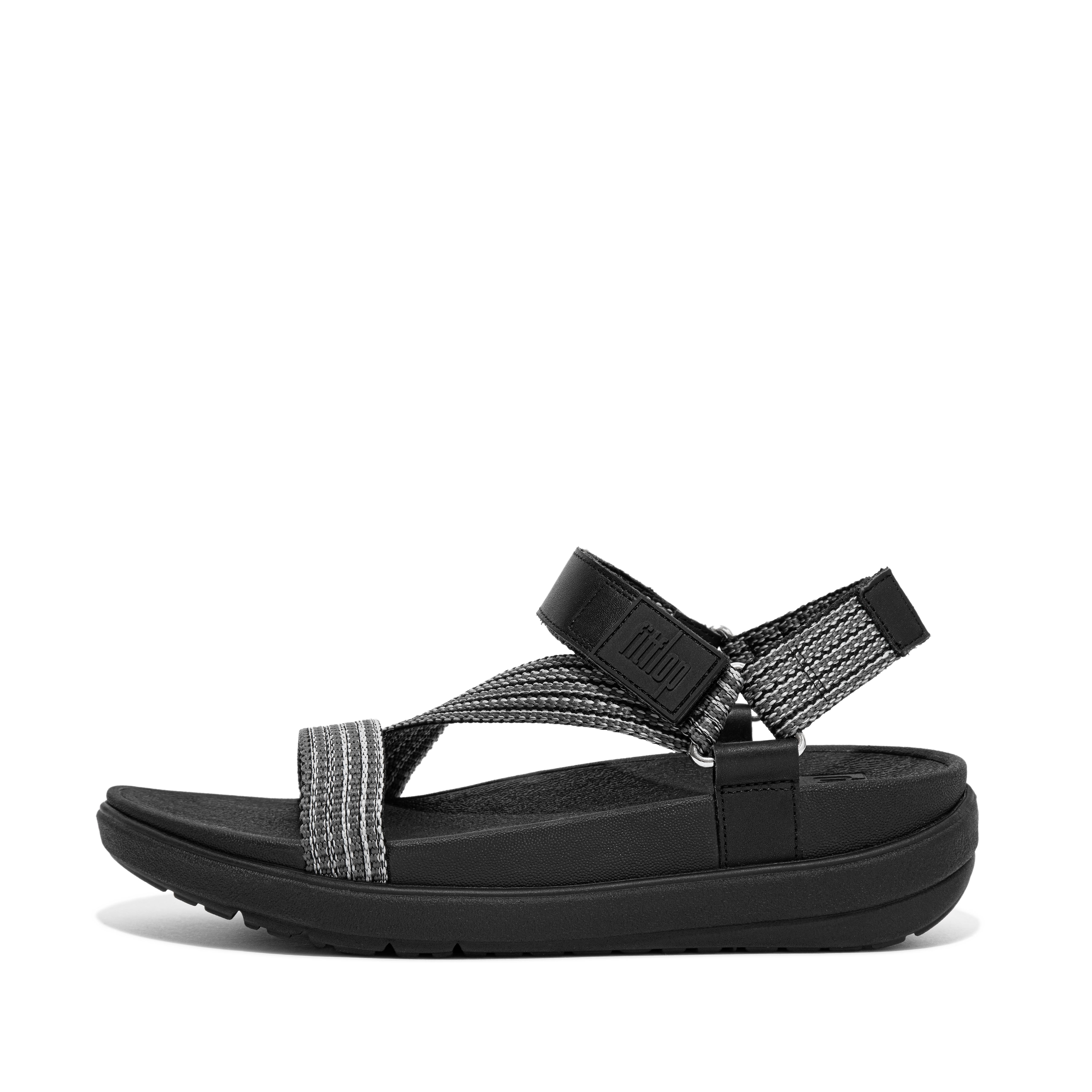 핏플랍 샌들 FitFlop LOOSH Webbing Z-Strap Sandals,All Black
