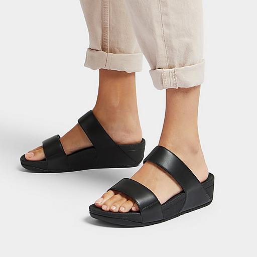 Women's Lulu Adjustable Metallic Leather Slides | FitFlop CA