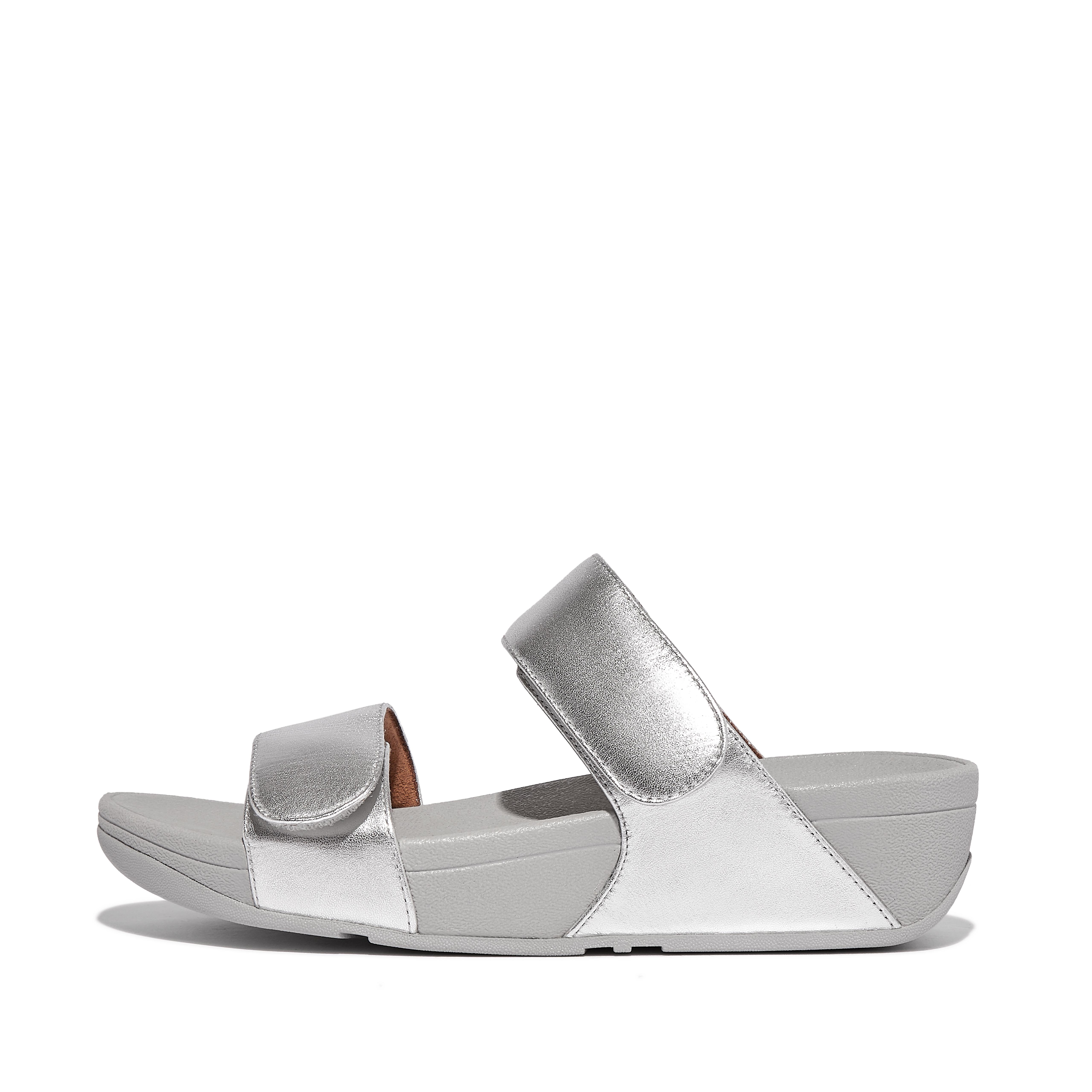 핏플랍 슬리퍼 Fitflop Adjustable Leather Slides,Silver