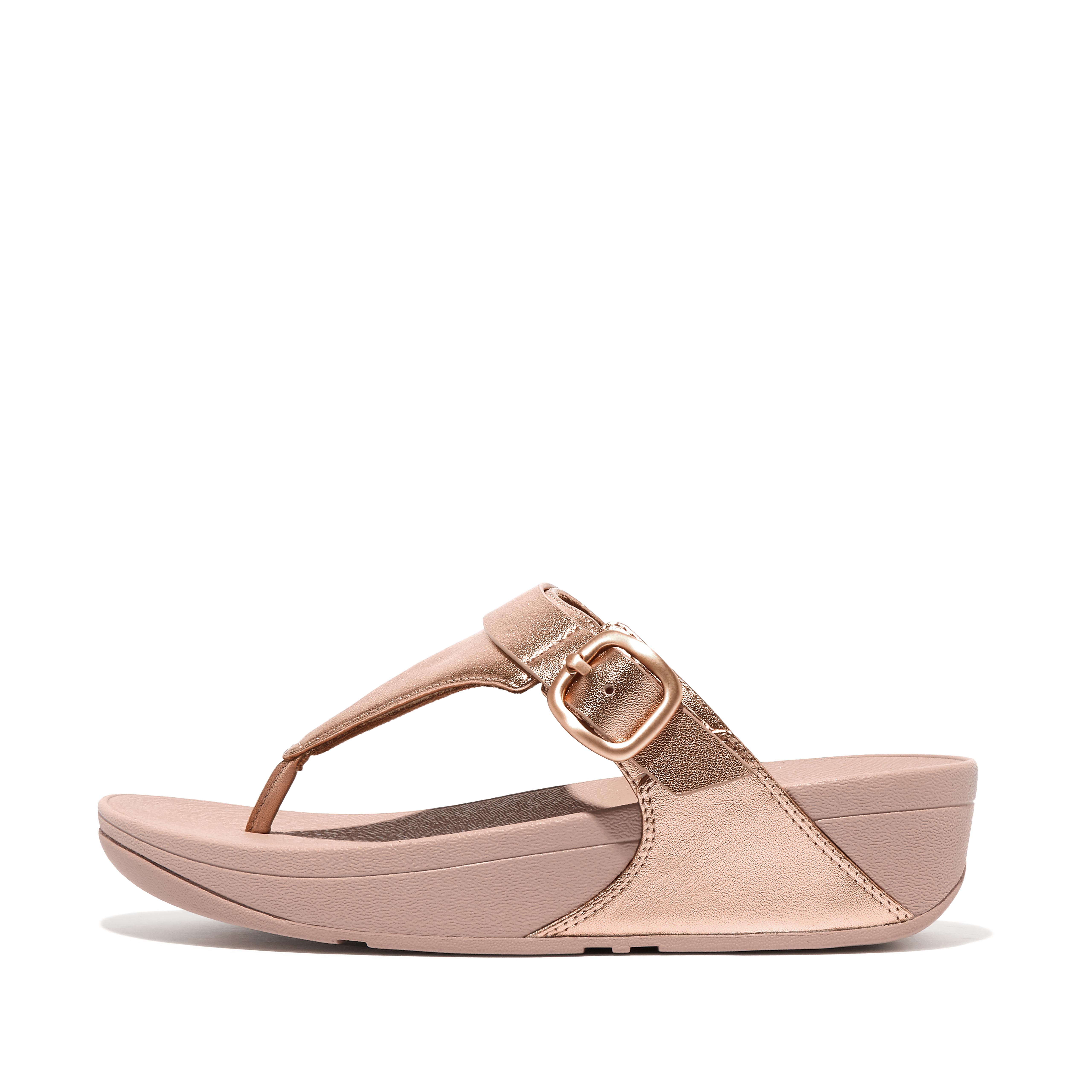 Fitflop Adjustable Leather Toe-Posts,Rose Gold