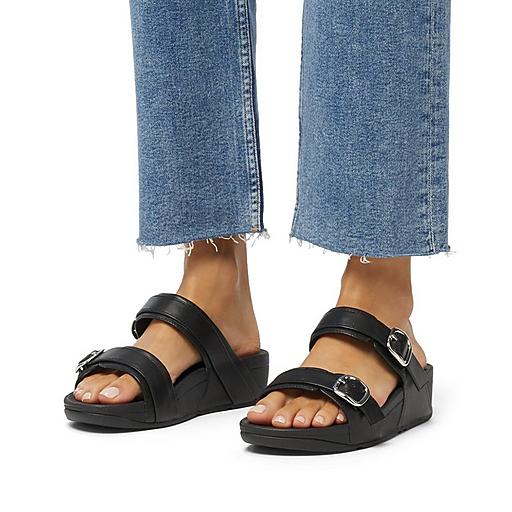 Women's Lulu Adjustable Slide Sandals in Leather | FitFlop CA