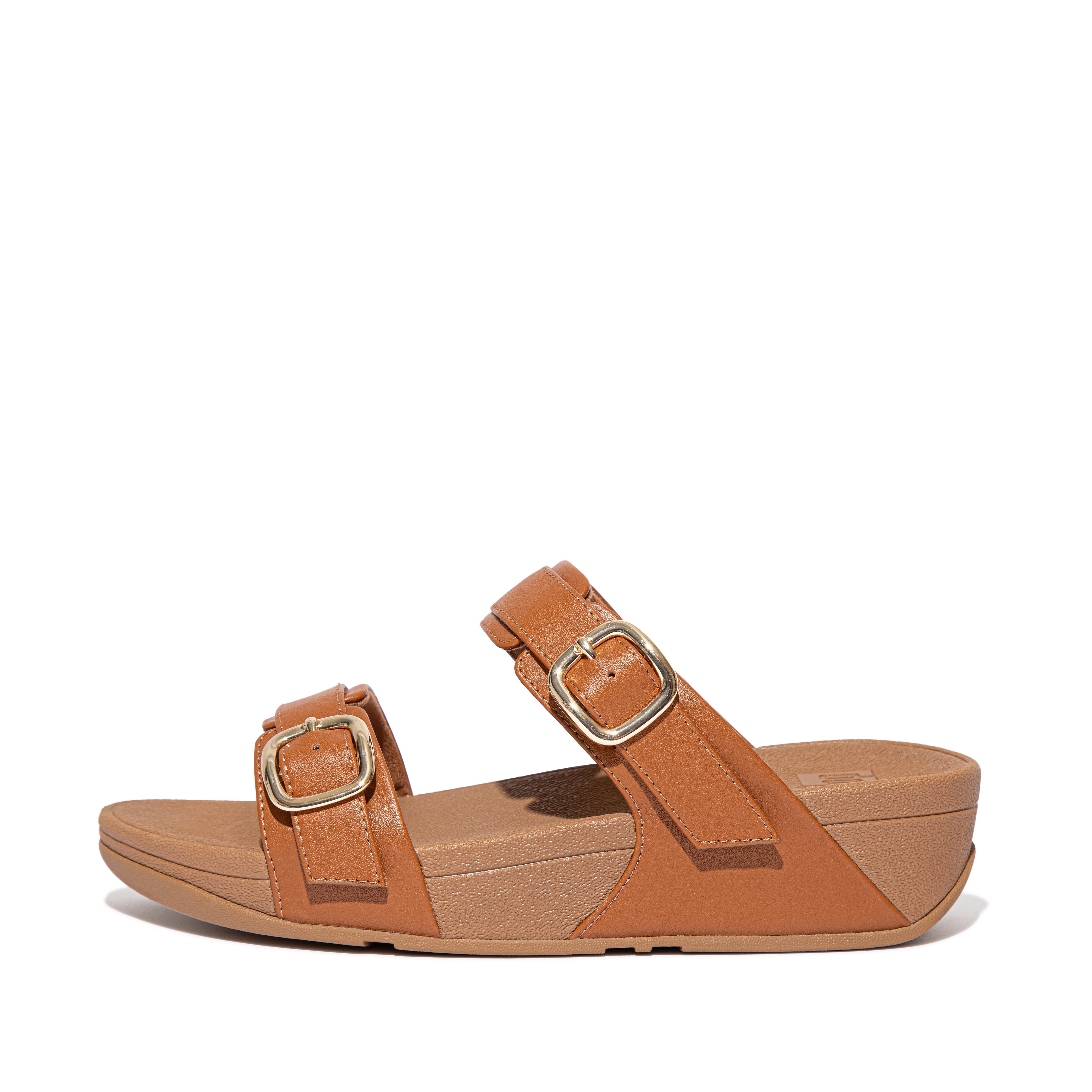 Women LULU Adjustable Leather Slides, Full Price