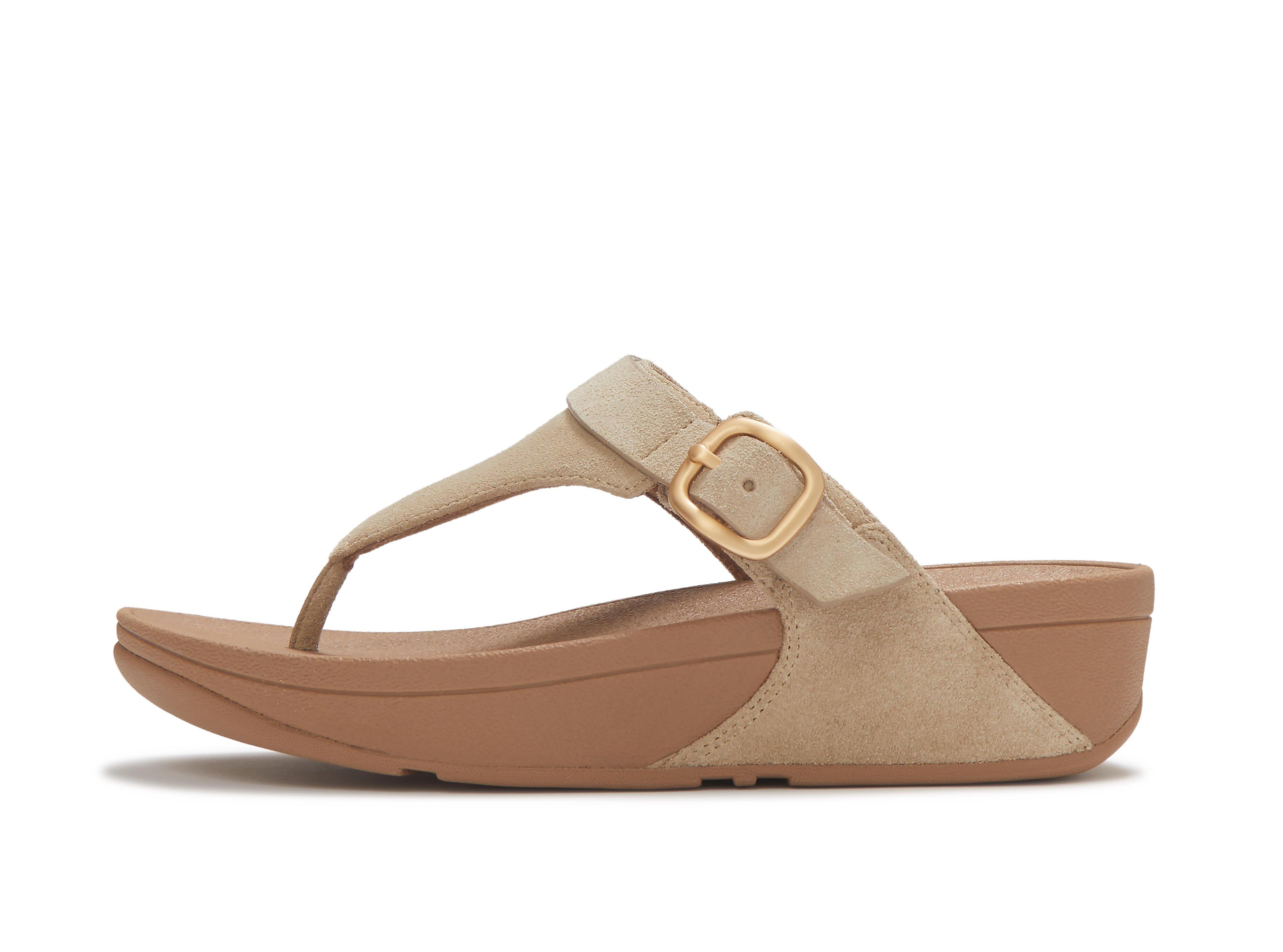 LULU Buckle Suede Toe-Post Sandals