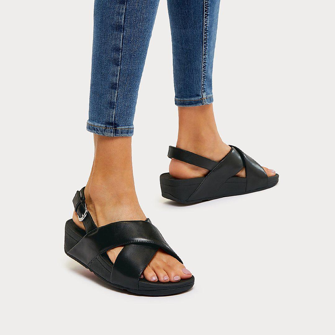 leather cross strap sandals
