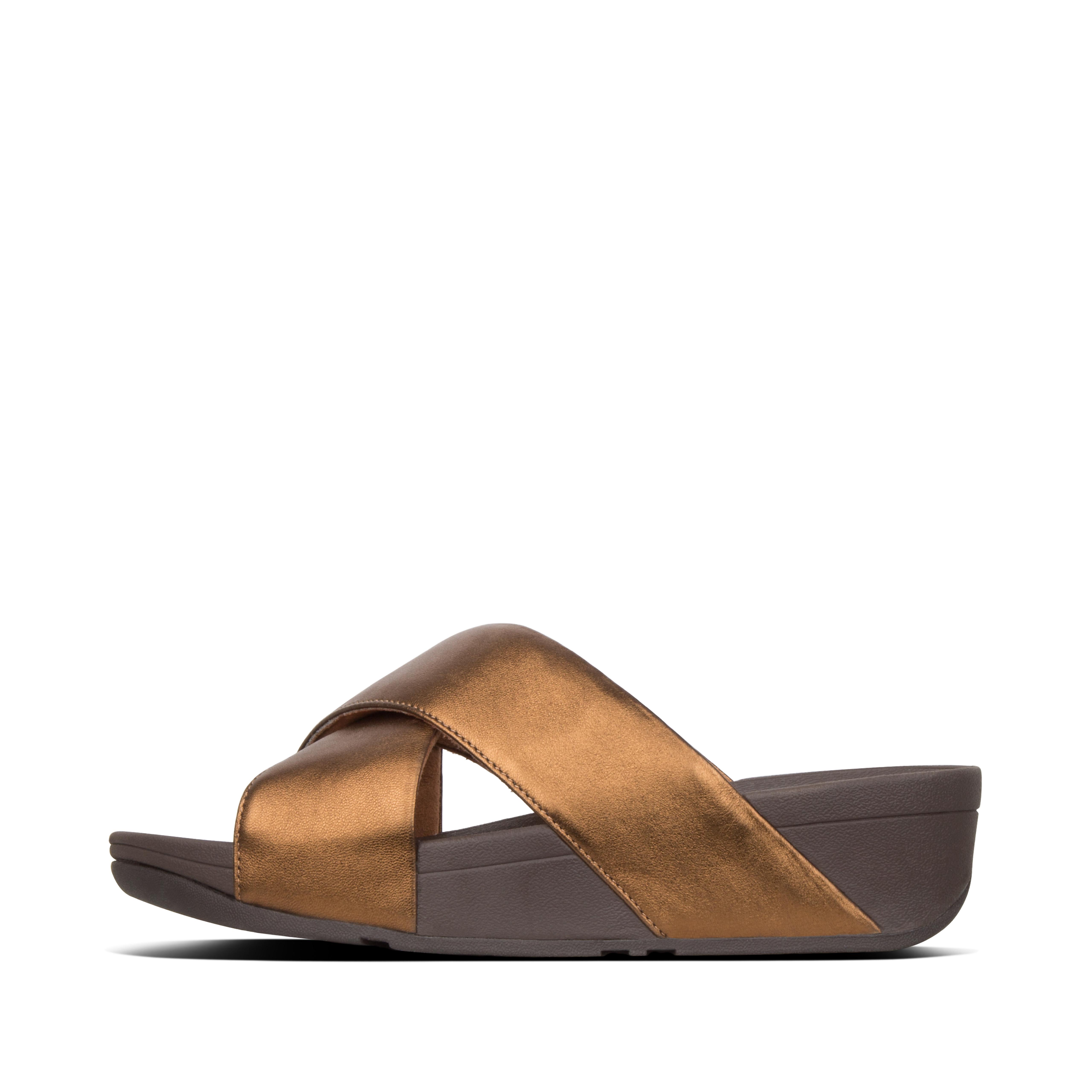 Women's Lulu Leather Criss Cross Slides | FitFlop US