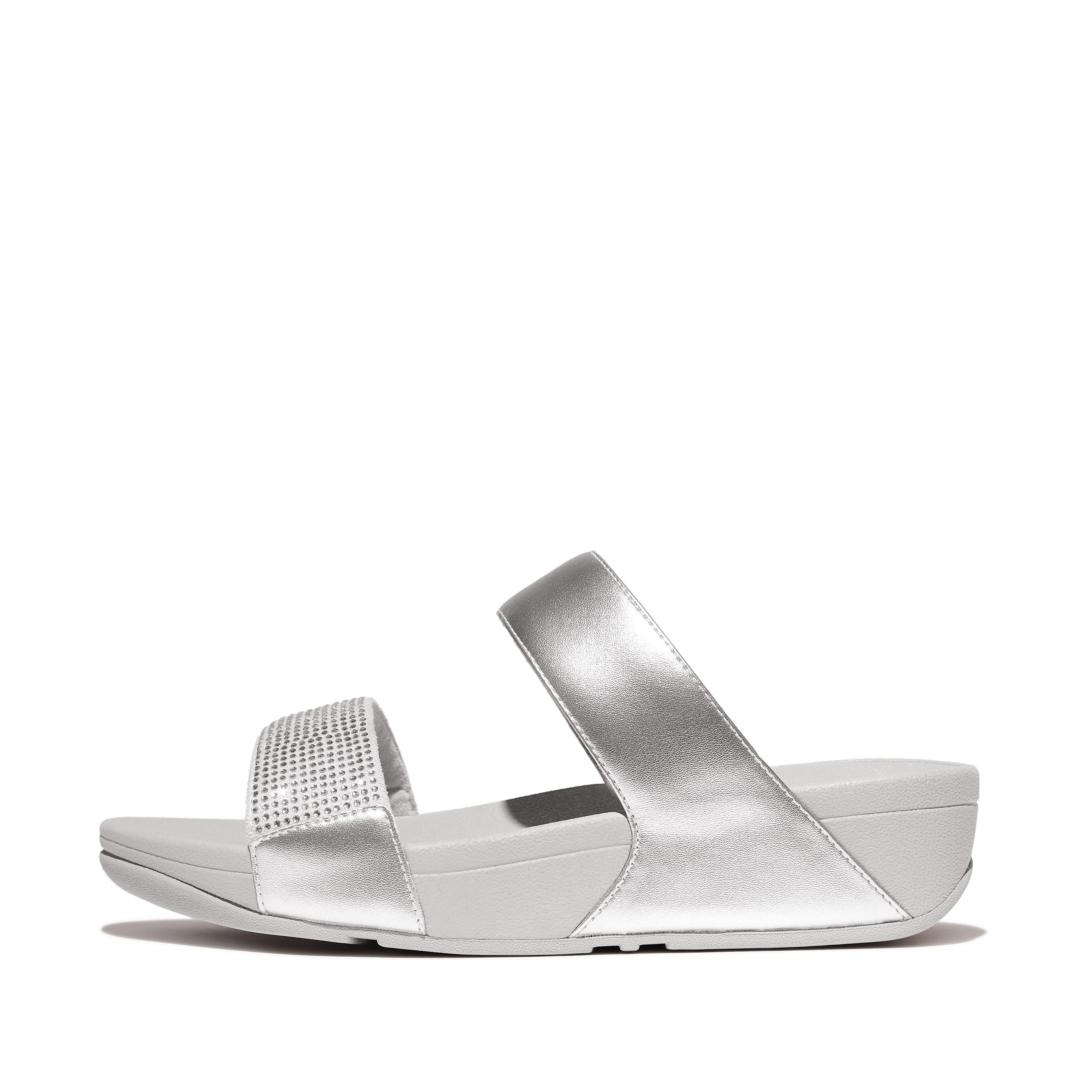 Women LULU Crystal Slides Leather, Full Price